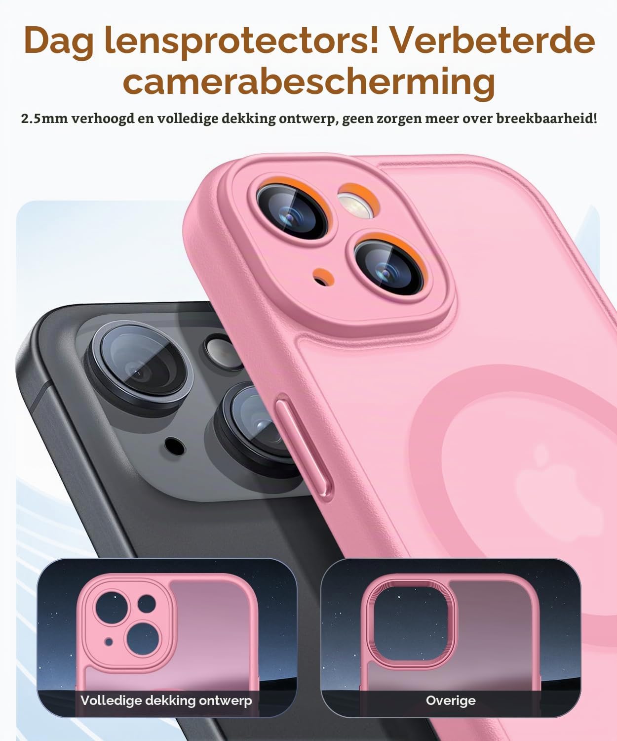 Thumbnail 3 de CANSHN Magnetic for iPhone 14 Case – lichtroze hoesje met MagSafe en camerabescherming