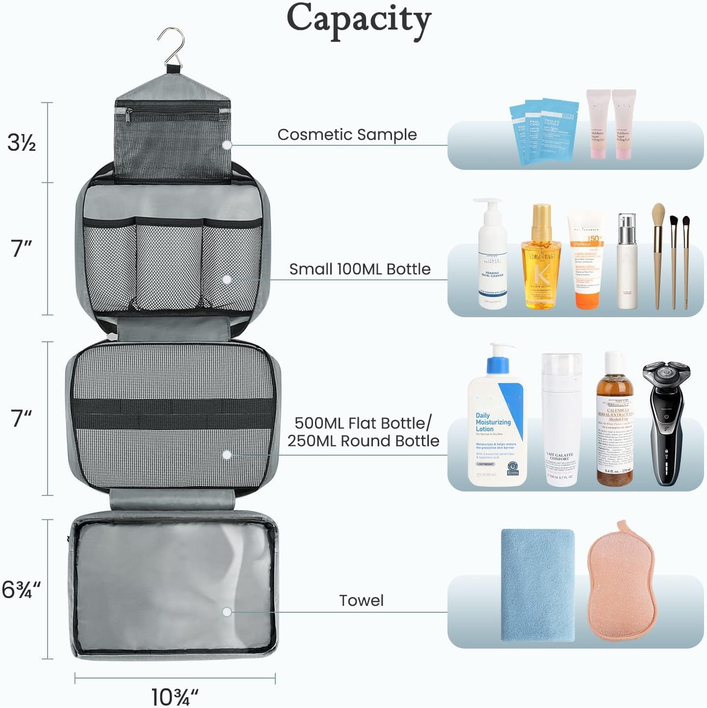Detalle de Maliton Hanging Toiletry Bag Large with 4 Compartments