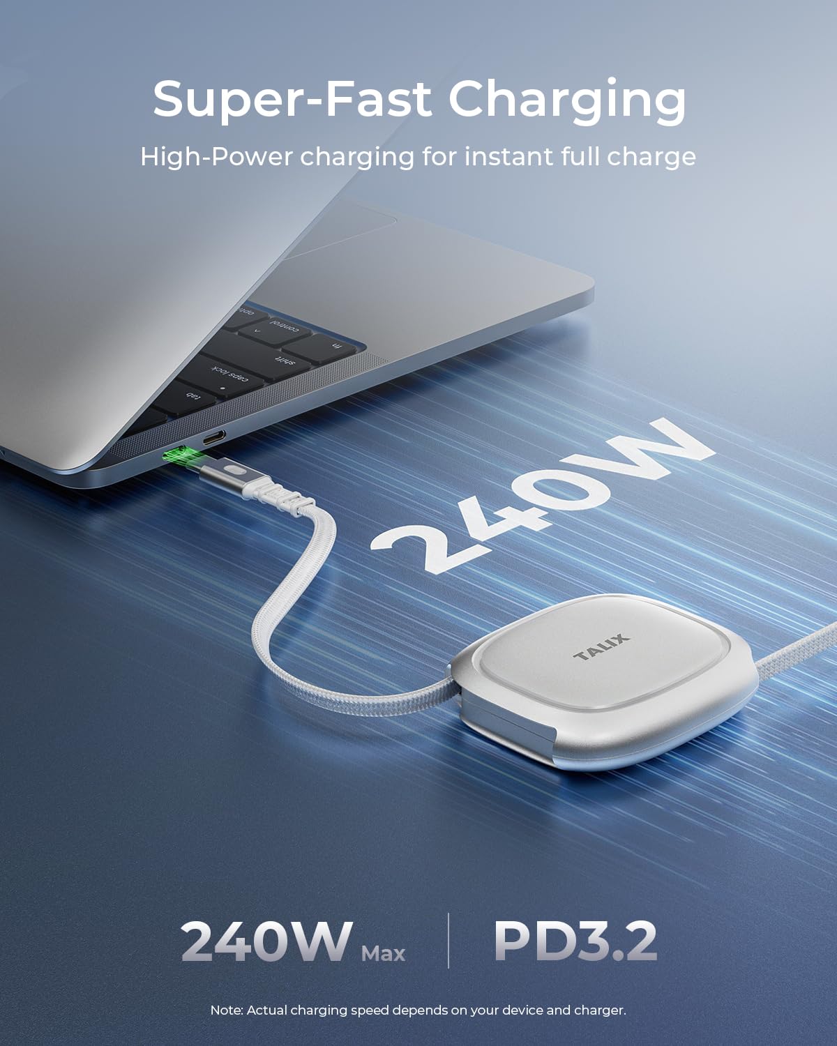 Thumbnail 1 de TALIX 240W Retractable USB-C Cable — PD 3.2, E-Marker, 480Mbps Data, Anti-Tangle
