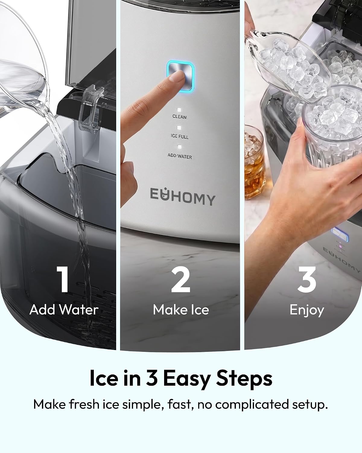 Thumbnail 6 de EUHOMY IM039 Nugget Ice Maker, 35 lb Daily Output, Self-Cleaning