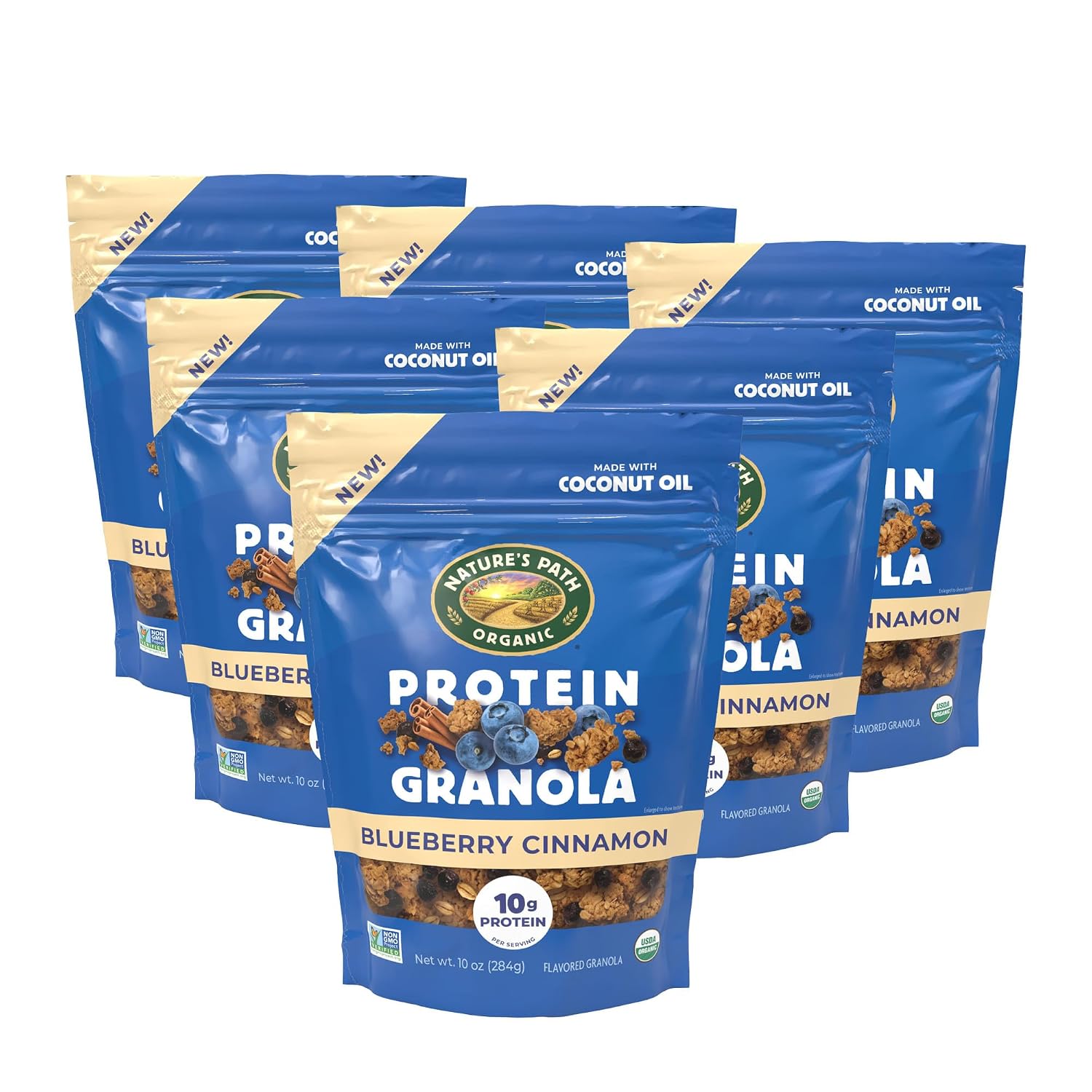 Detalle de Nature's Path 25141U Organic Blueberry Cinnamon Protein Granola, 10 oz, 6-Pack