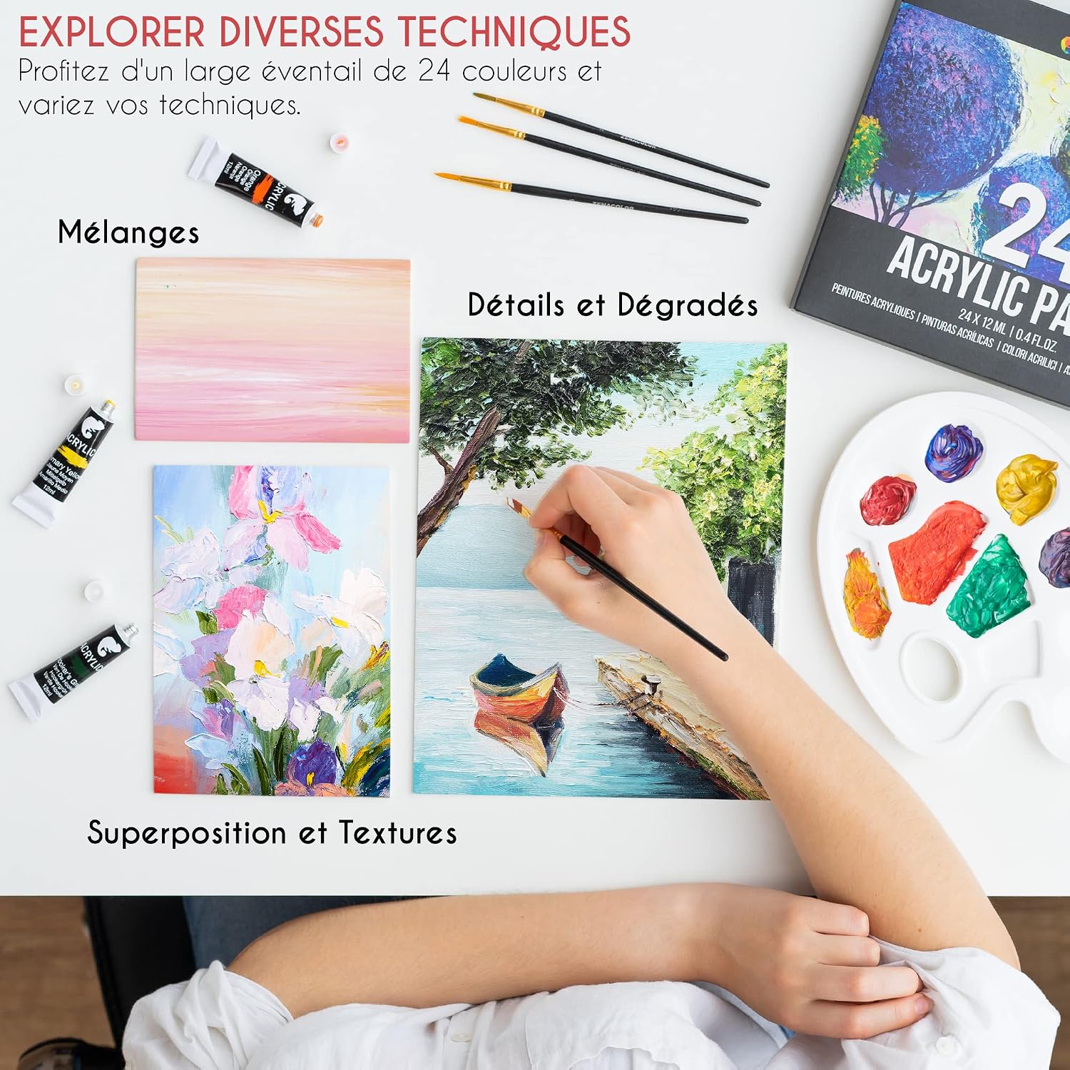 Detalle 2 de Zenacolor Kit peinture acrylique 24x12ml 🎨