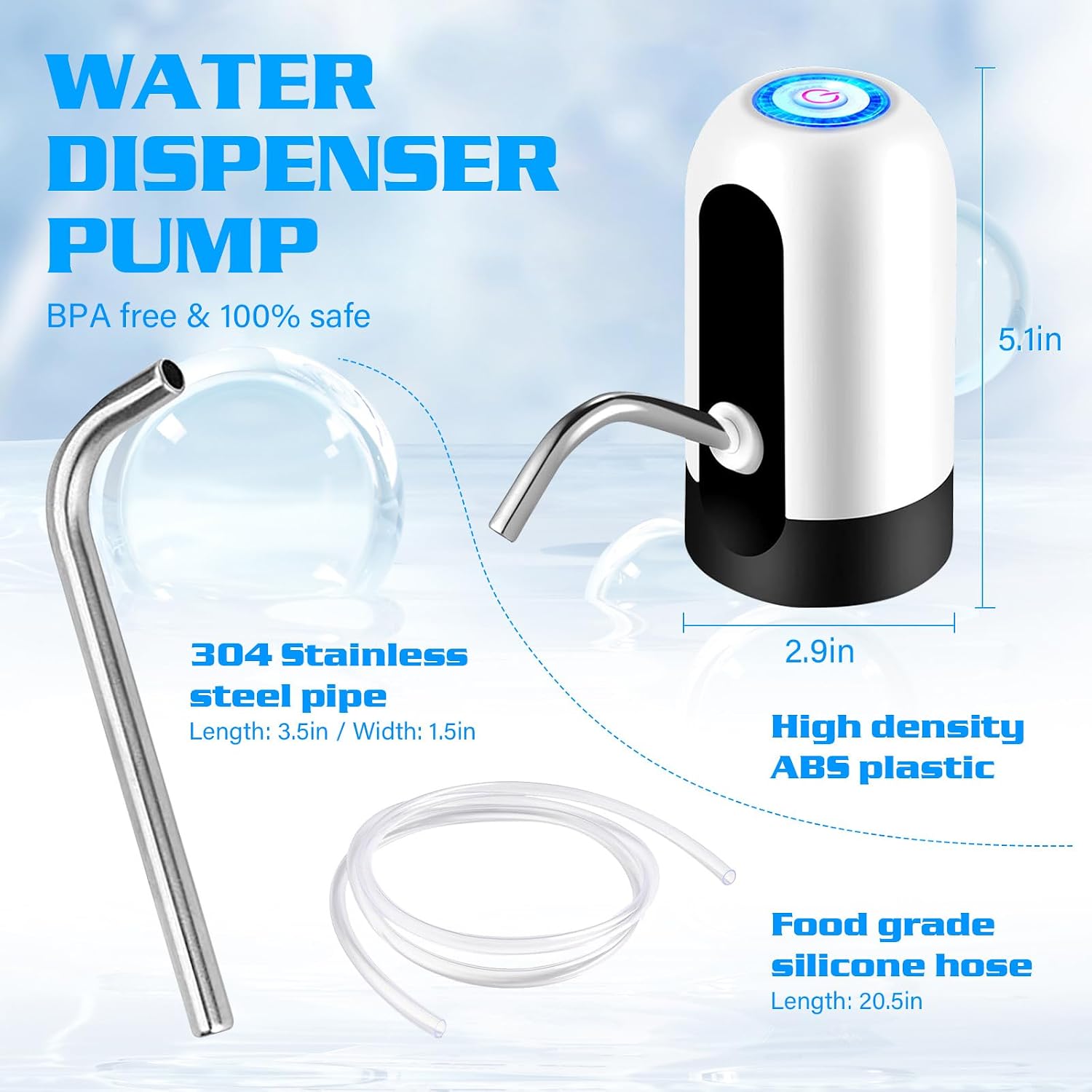 Detalle 2 de GetKen CQAWD2 Rechargeable Water Dispenser Pumps, 2-Pack, Dual-Mode