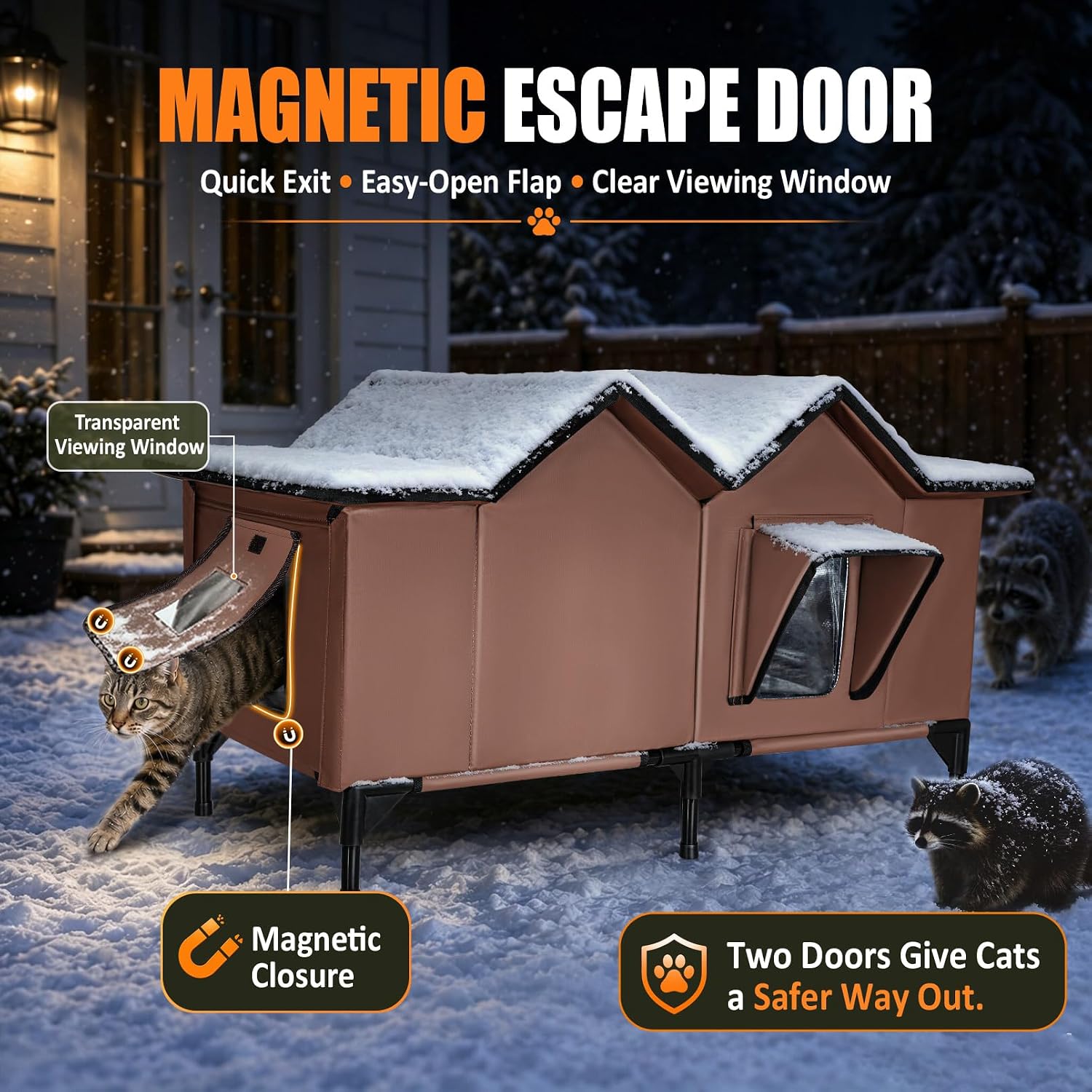 Thumbnail 6 de GUZROK GA2601 XX-Large Heated Outdoor Cat House, Insulated, 2 Doors