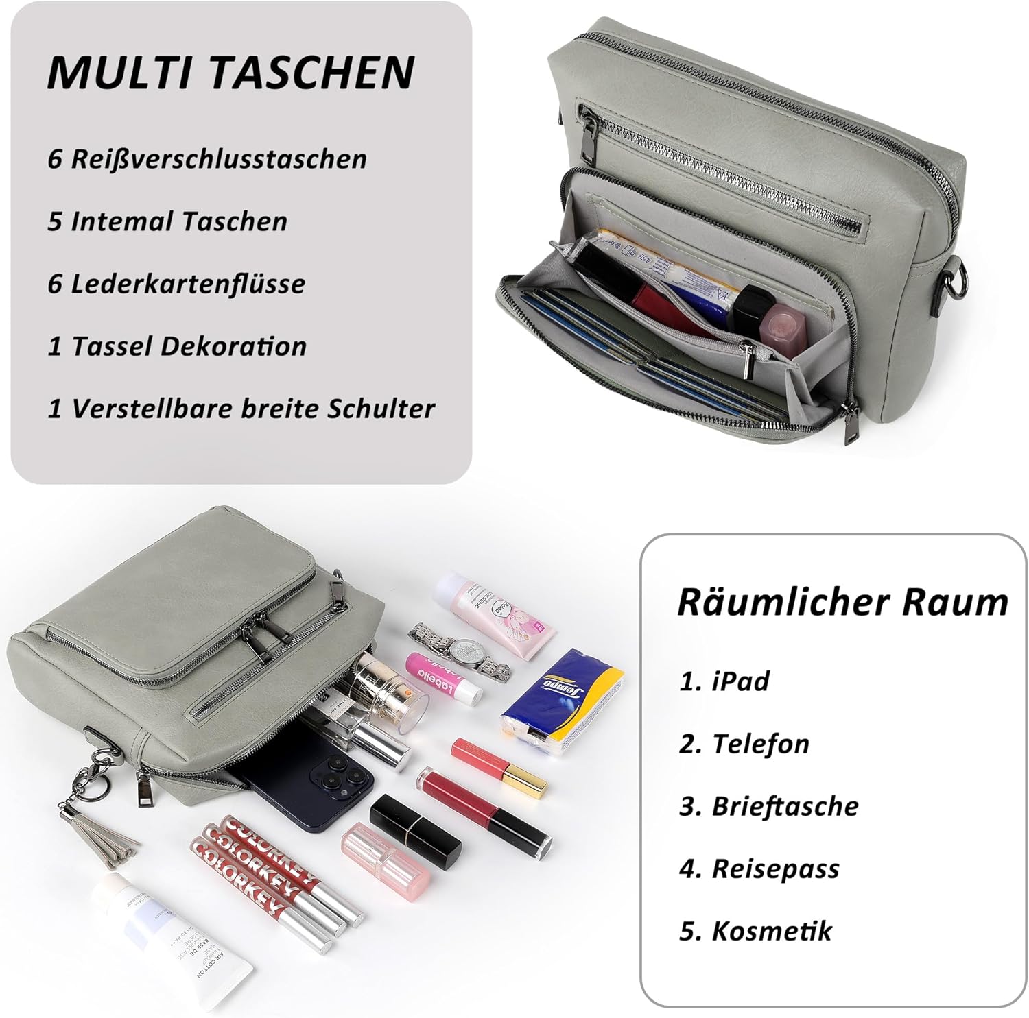 Thumbnail 4 de TANTOMI Umhängetasche Damen – Crossbody Bag mit verstellbarem, abnehmbaren Schultergurt