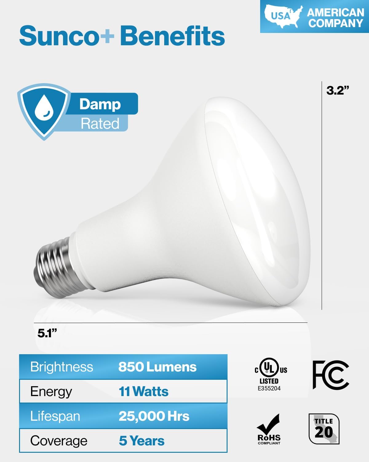 Thumbnail 6 de Sunco Lighting BR30-11W-4K-12PK BR30 LED Flood Bulbs, 4000K, Dimmable