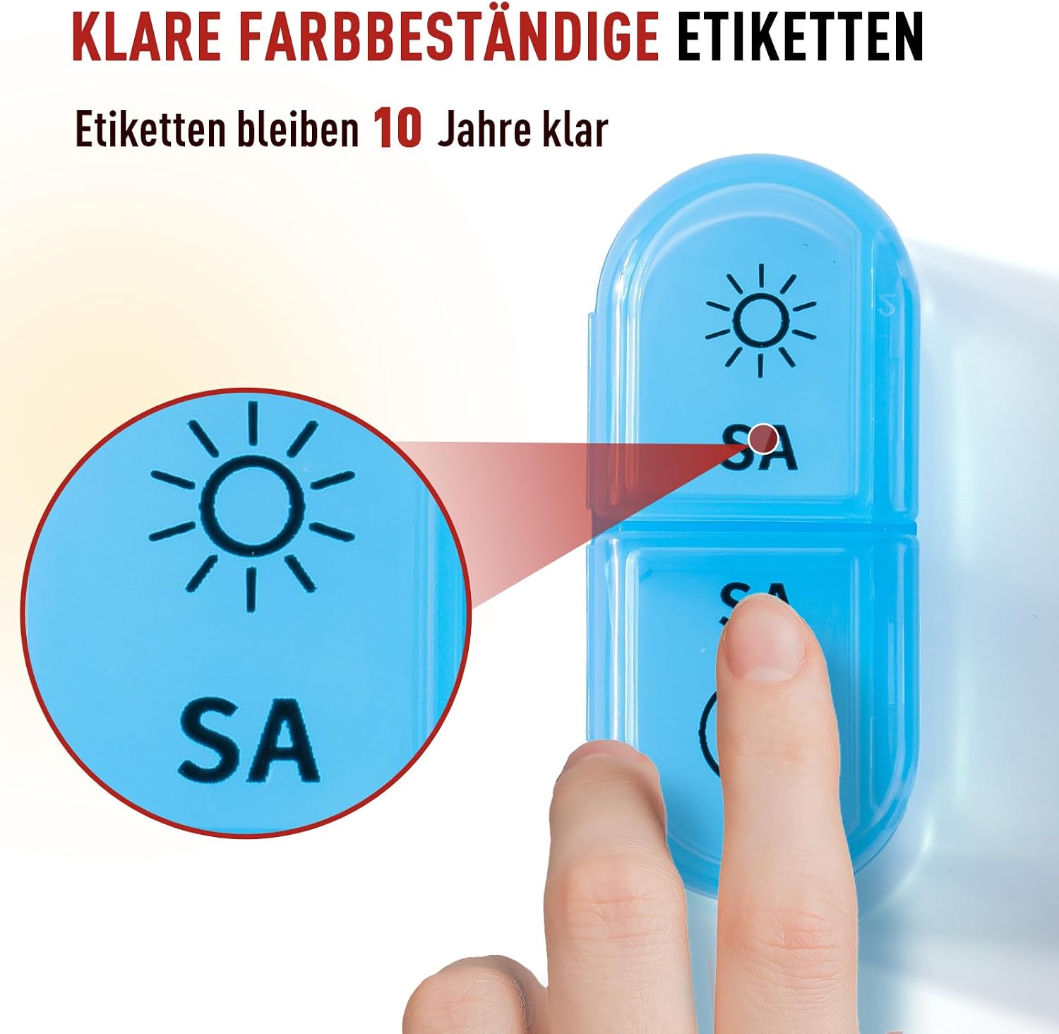Detalle 2 de Doruimi Tablettenbox 7 Tage 2 Fächer Schwarz