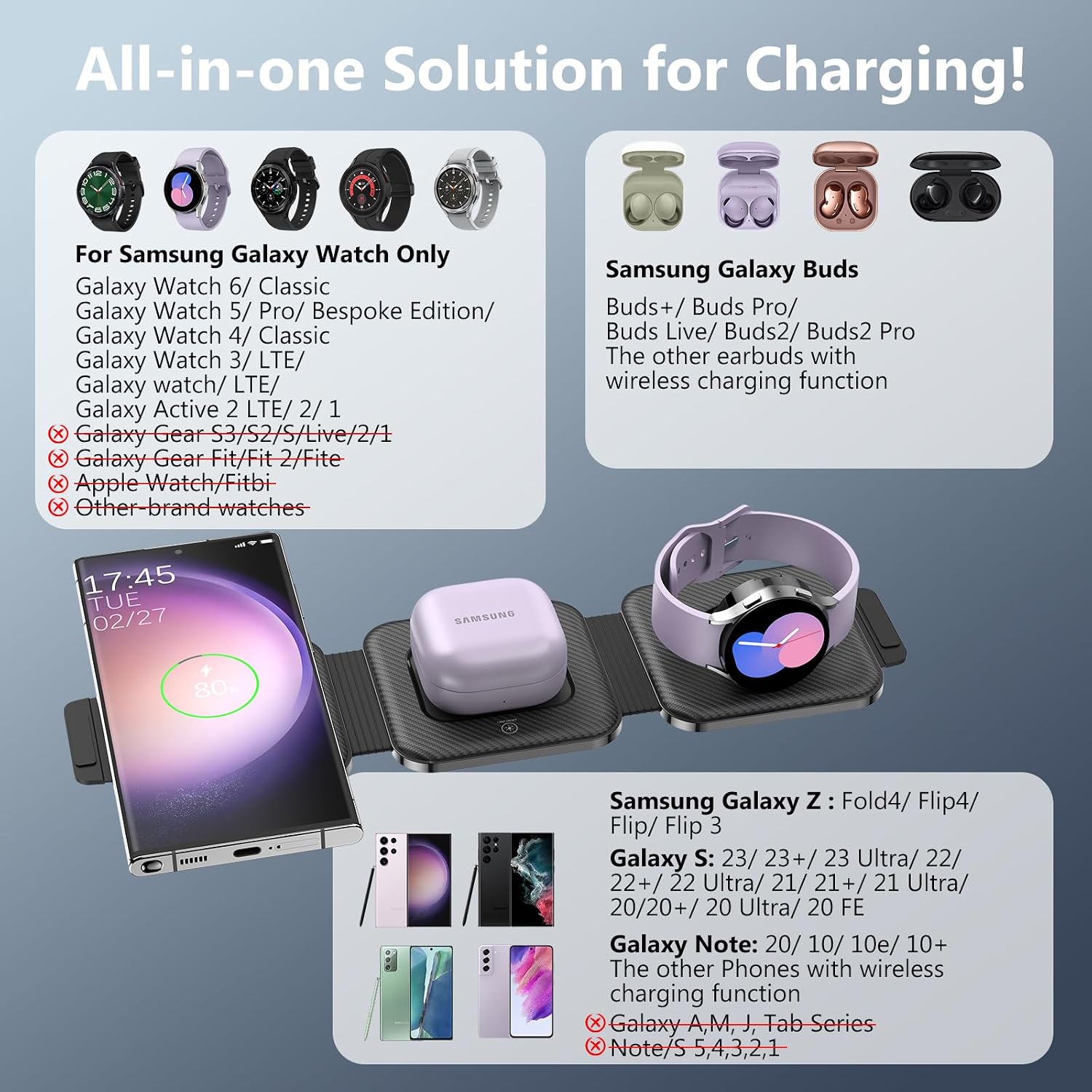 Detalle 1 de Travel Charger 3-in-1 Wireless Stand