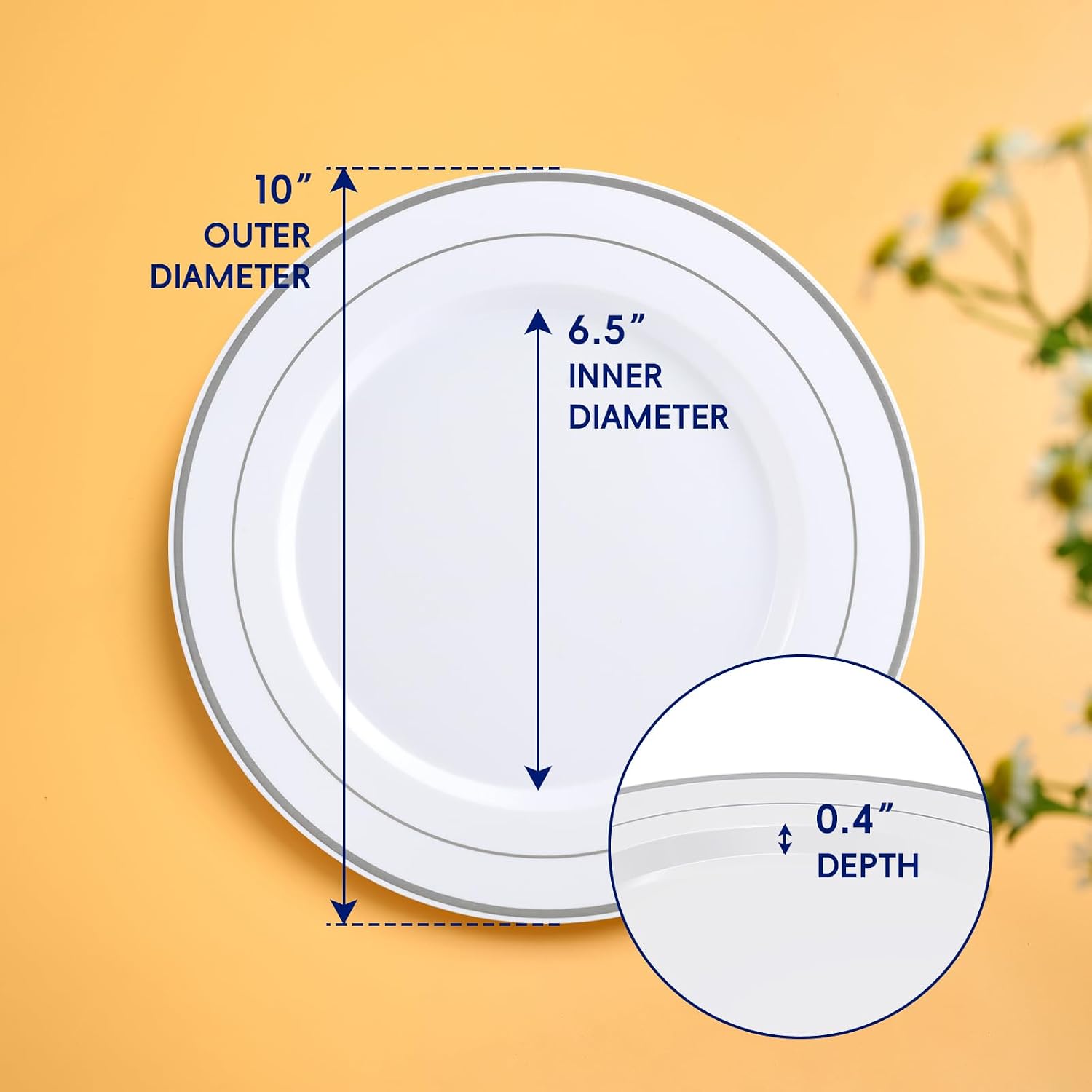 Detalle 2 de JOLLY CHEF 100 Pieces Silver Plates 10 Inch