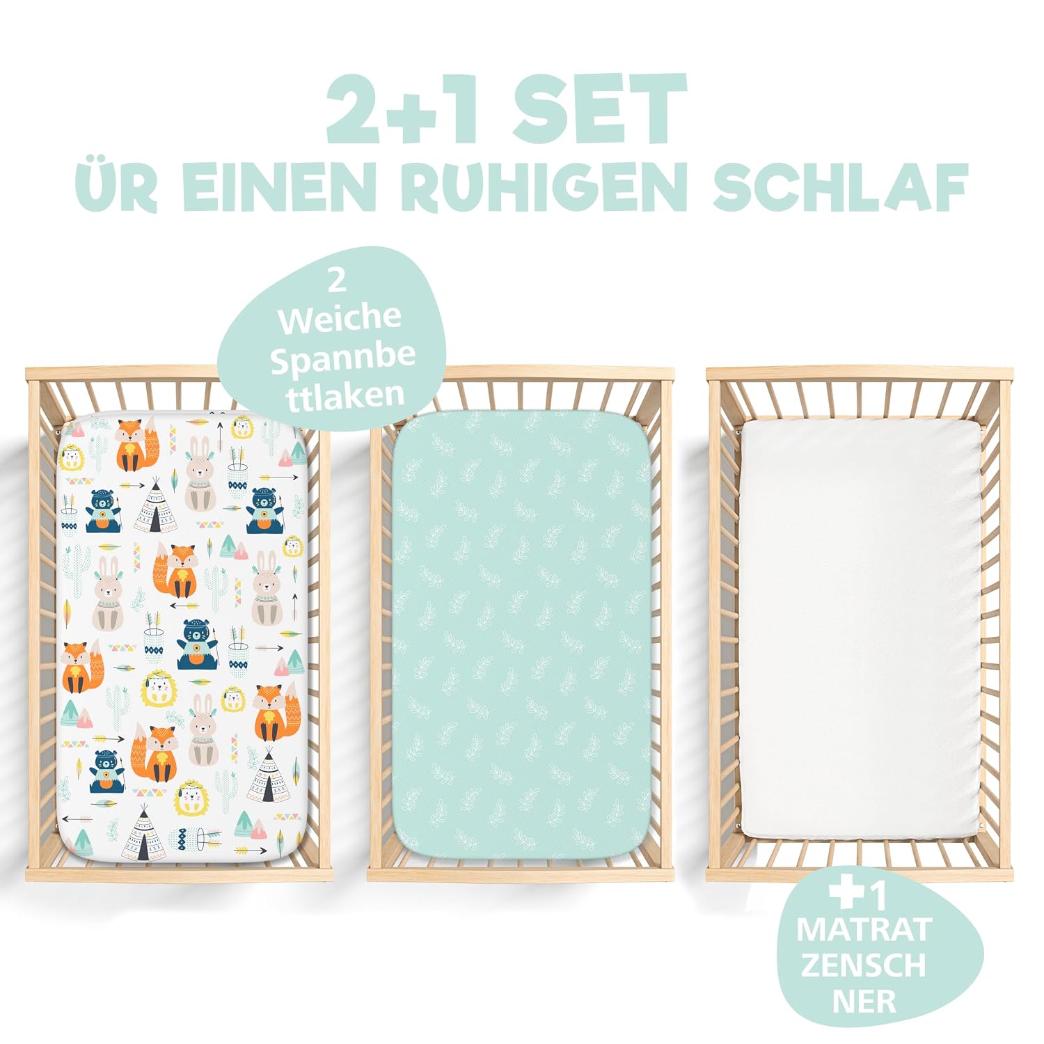 Detalle 2 de Baumwoll-Spannbettlaken Set 55x90 Fuchs