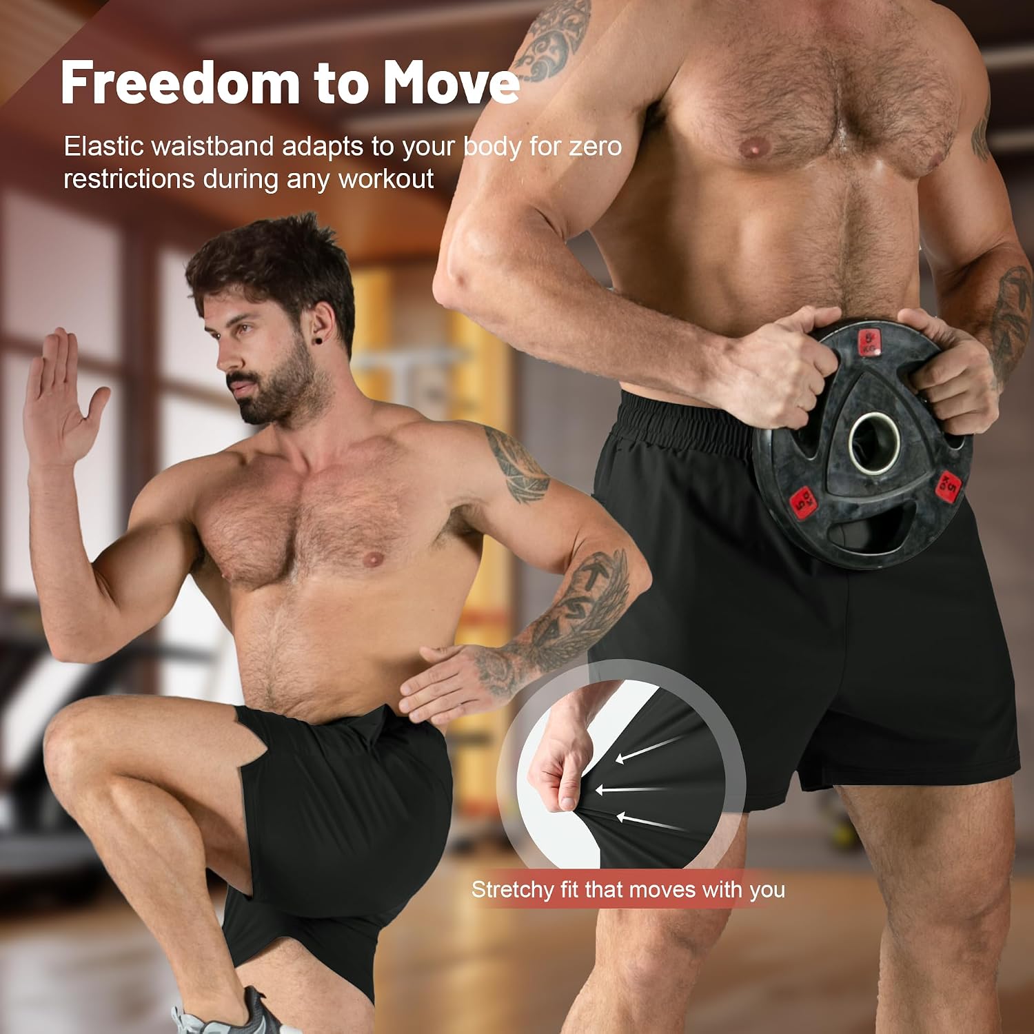 Thumbnail 3 de Jupmov Men's Gym Running Shorts with Zipper Pocket (5-Inch, Lightweight 4-Way Stretch)