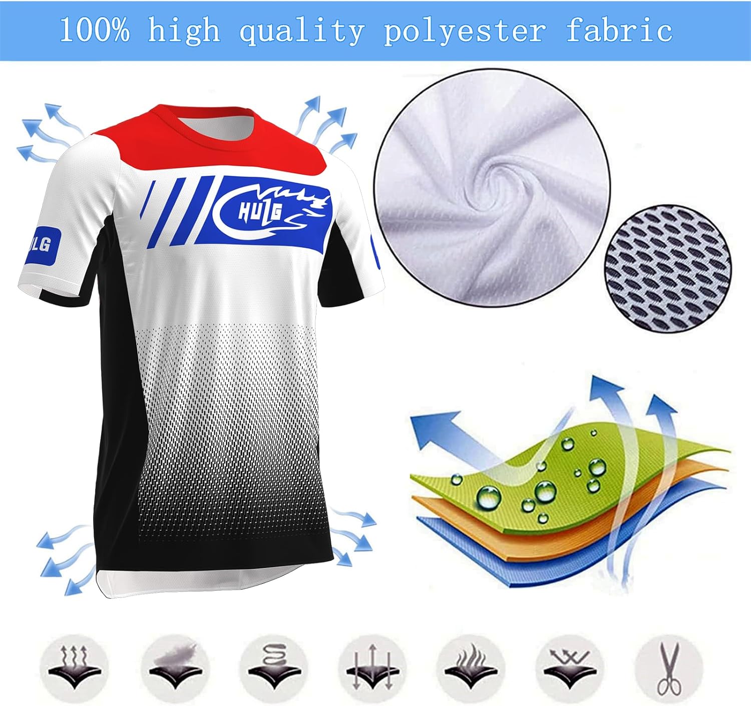 Detalle de MTB Trikot Herren – Kurzes Ärmliges MTB-Radsportshirt mit atmungsaktivem Mesh