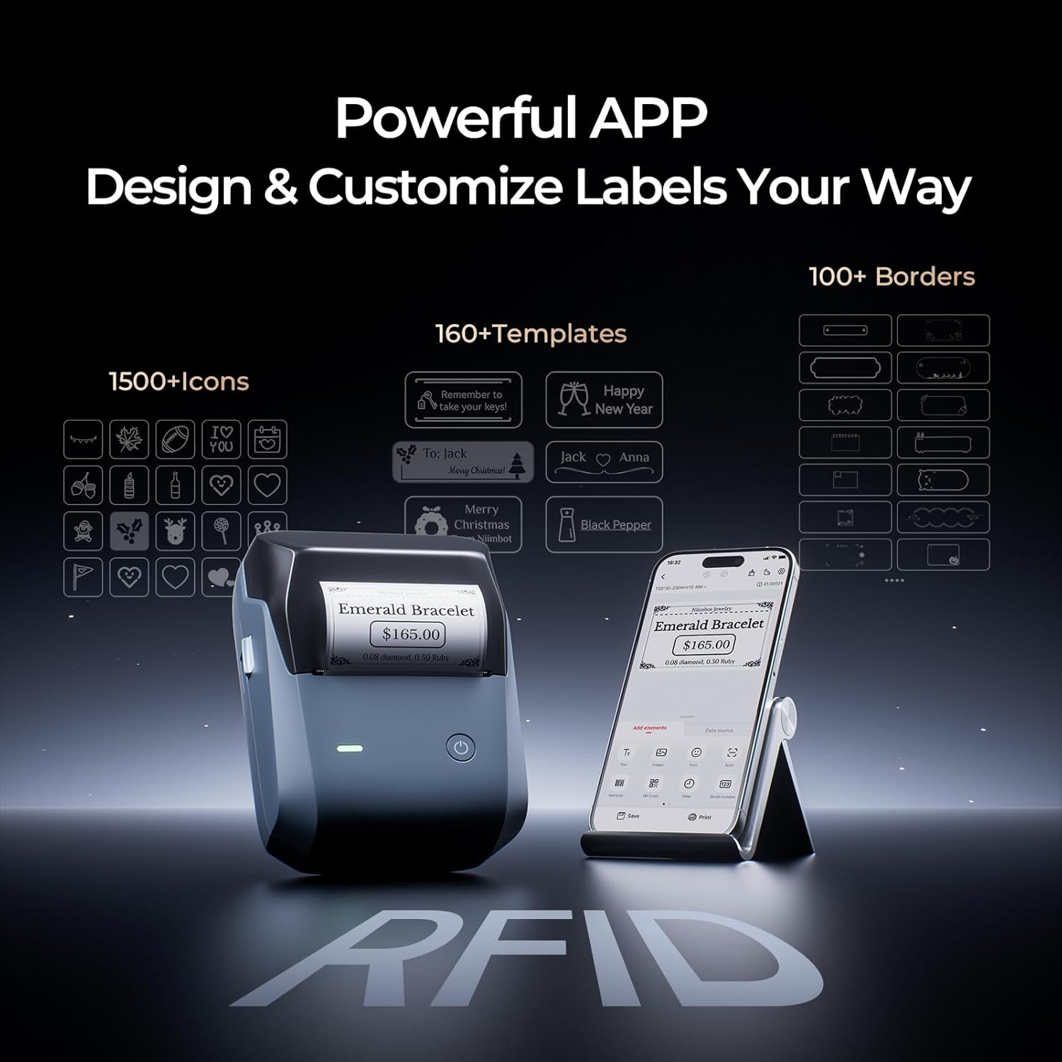Detalle de NIIMBOT B1 Pro Bluetooth Label Printer: 300 DPI, Red/Black Dual-Colour Printing