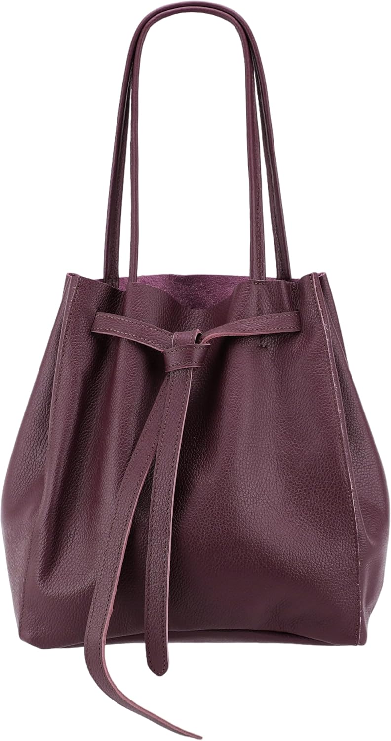 Detalle 2 de SH Leder Sandra G535 – Borsa shopper da donna in vera pelle bovina con fiocco, 29 x 33 cm