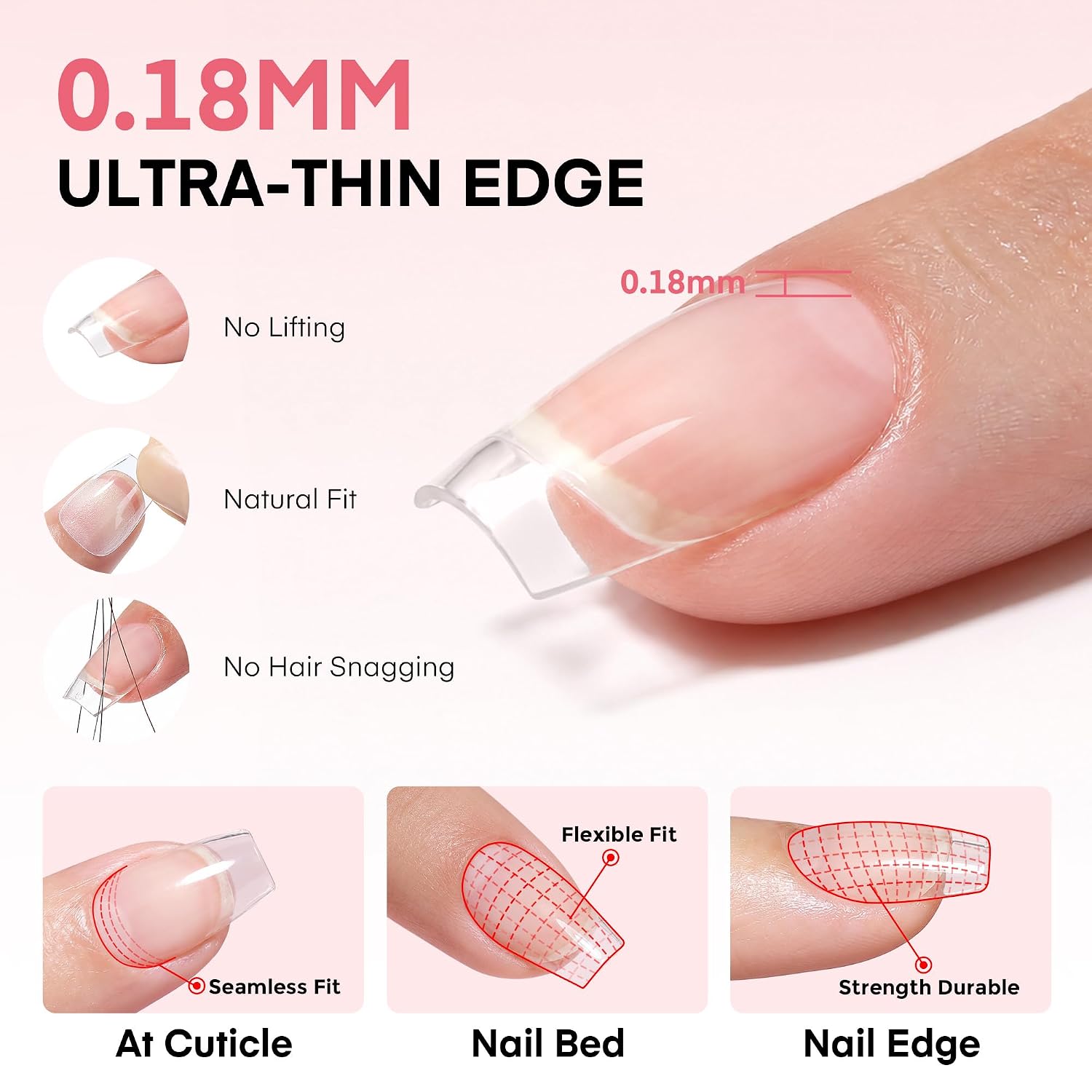 Thumbnail 4 de UNA GELLA Short Coffin Gel Nail Tips, 150 Pieces, 15 Sizes, Pre-Etched