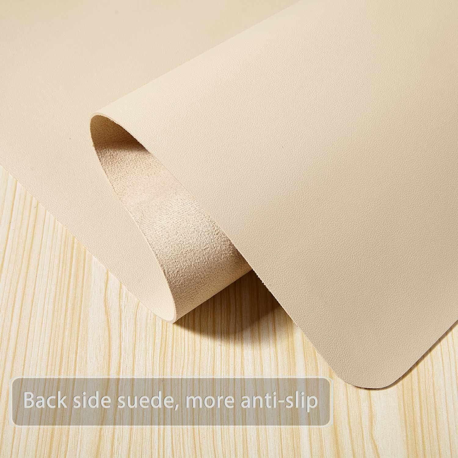 Detalle de DOBAOJIA XXL-Mauspad für Schreibtisch: 80 x 40 cm mit PU-Leder, wasserfest & rutschfester Wildleder-Optik (Beige)