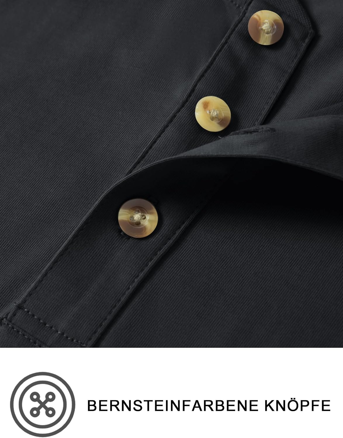 Detalle de TACVASEN Henley Shirt Herren Kurzarm – Baumwoll-Hemd mit Knopfleiste