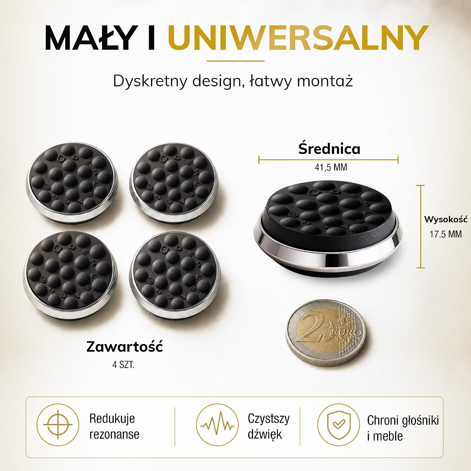Detalle de Oehlbach 55049 – metalowe izolatory rezonansowe do głośników, 4 sztuki