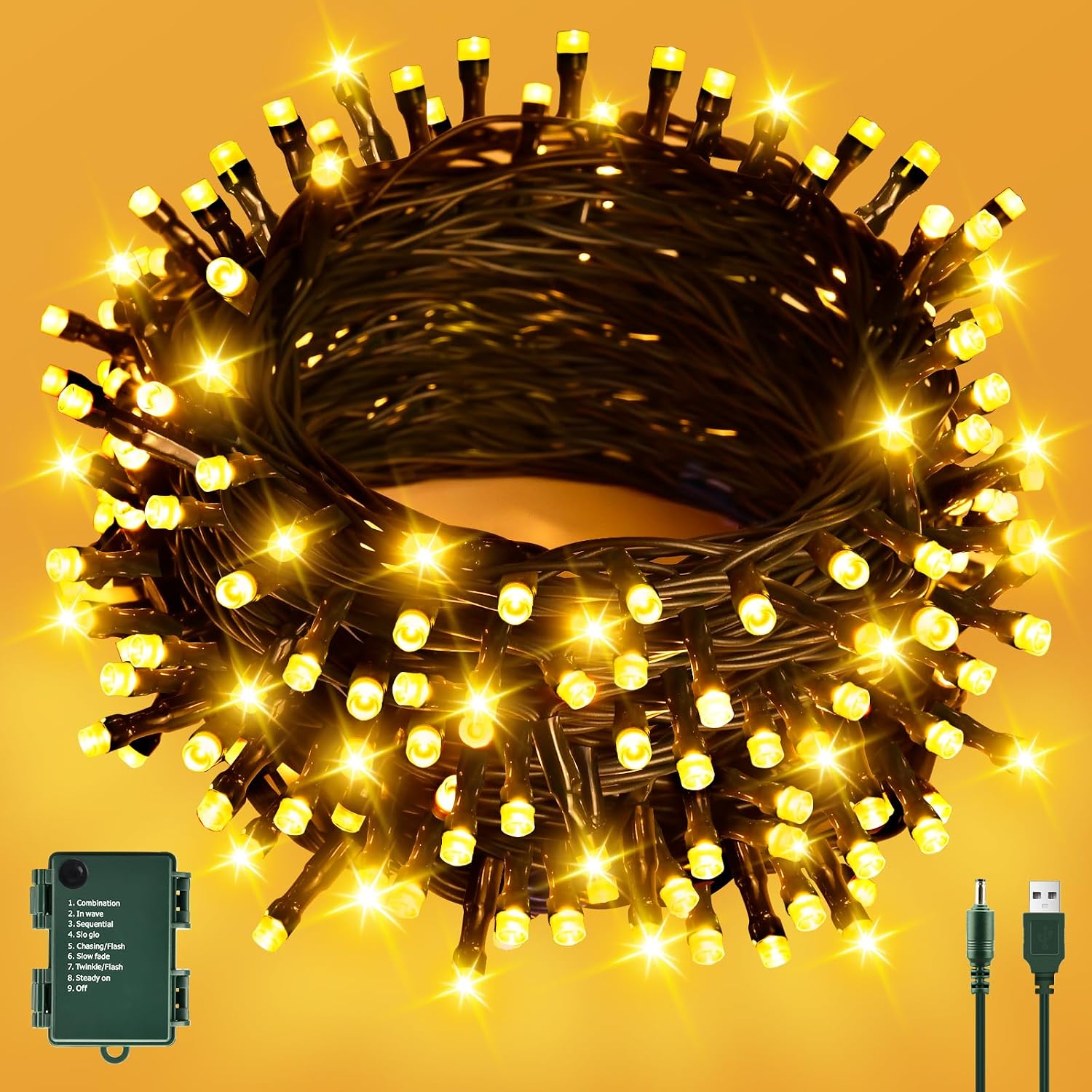Detalle de cshare Fairy Lights Battery Operated, 6M 60LED Warm White with Timer – Indoor/Outdoor Decorative String Lights