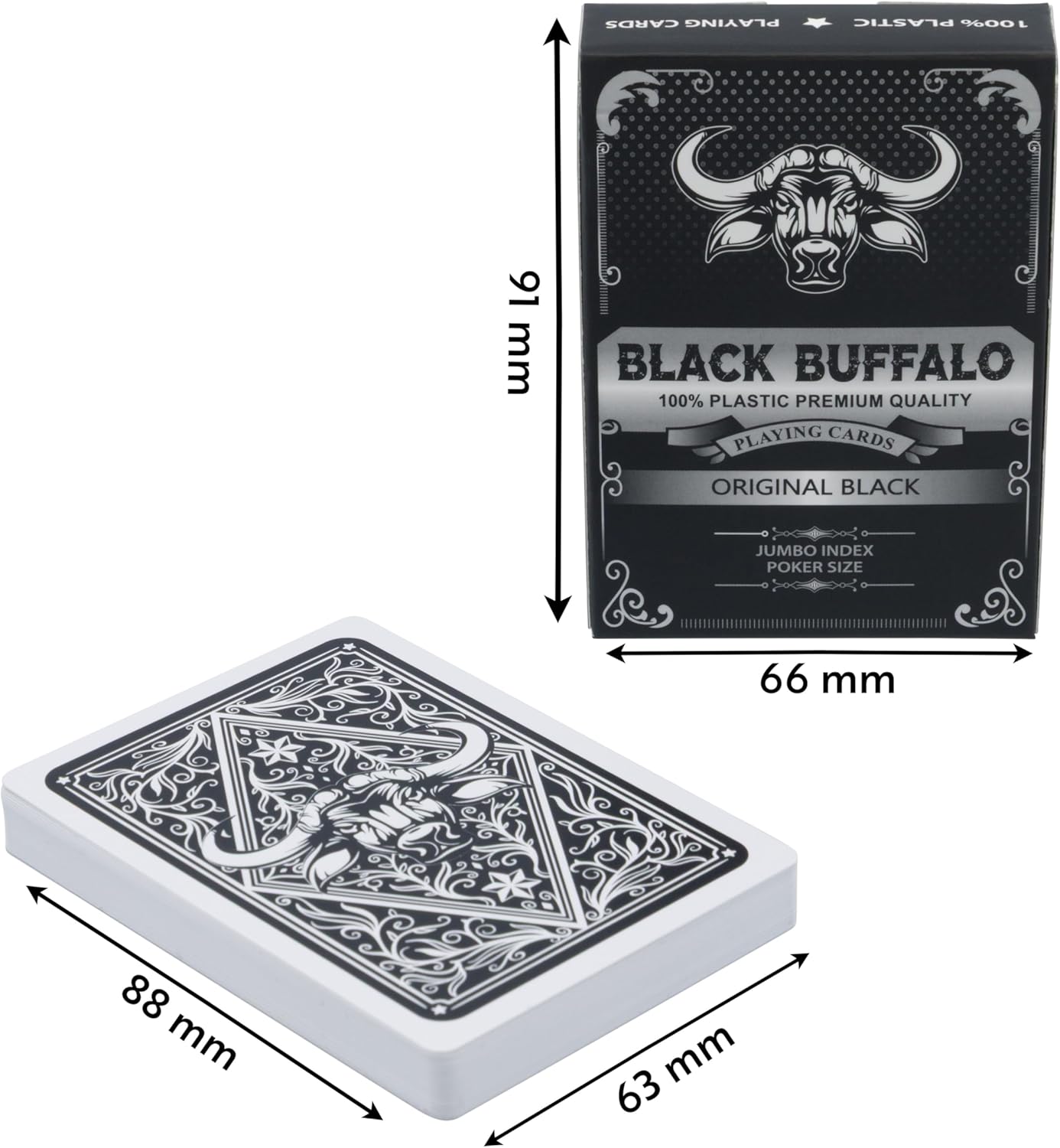 Thumbnail 4 de Black Buffalo Playing Cards – Wasserfeste Pokerkarten aus Kunststoff, Jumbo Index, Doppelpack