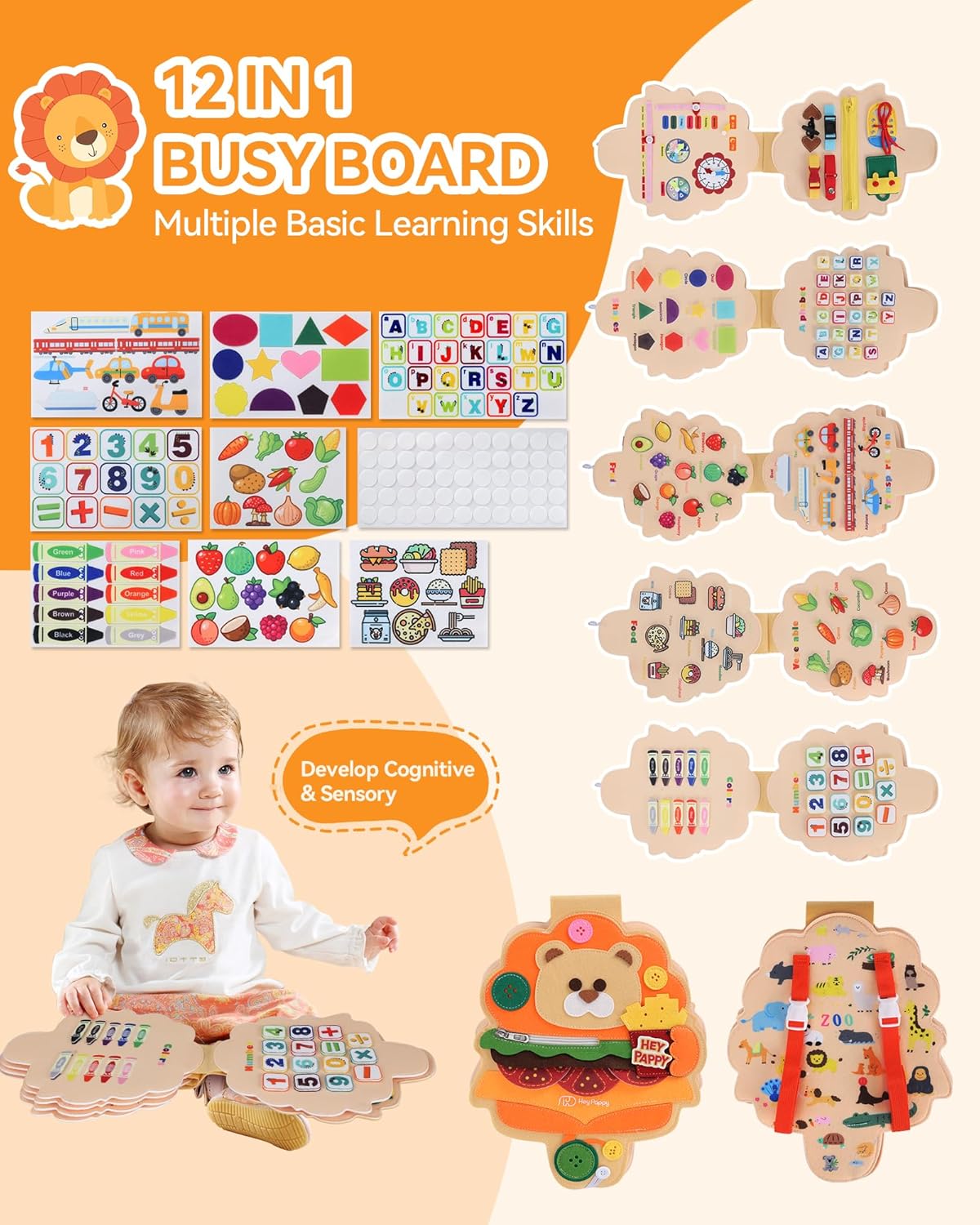 Thumbnail 1 de Heypappy Busy Board Montessori – 12-in-1 Lernboard für Kinder ab 3 Jahre
