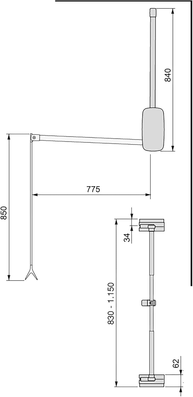 Thumbnail 2 de Emuca – Penderie rabattable Sling pour armoire, 830-1150 mm, blanc, acier et plastique