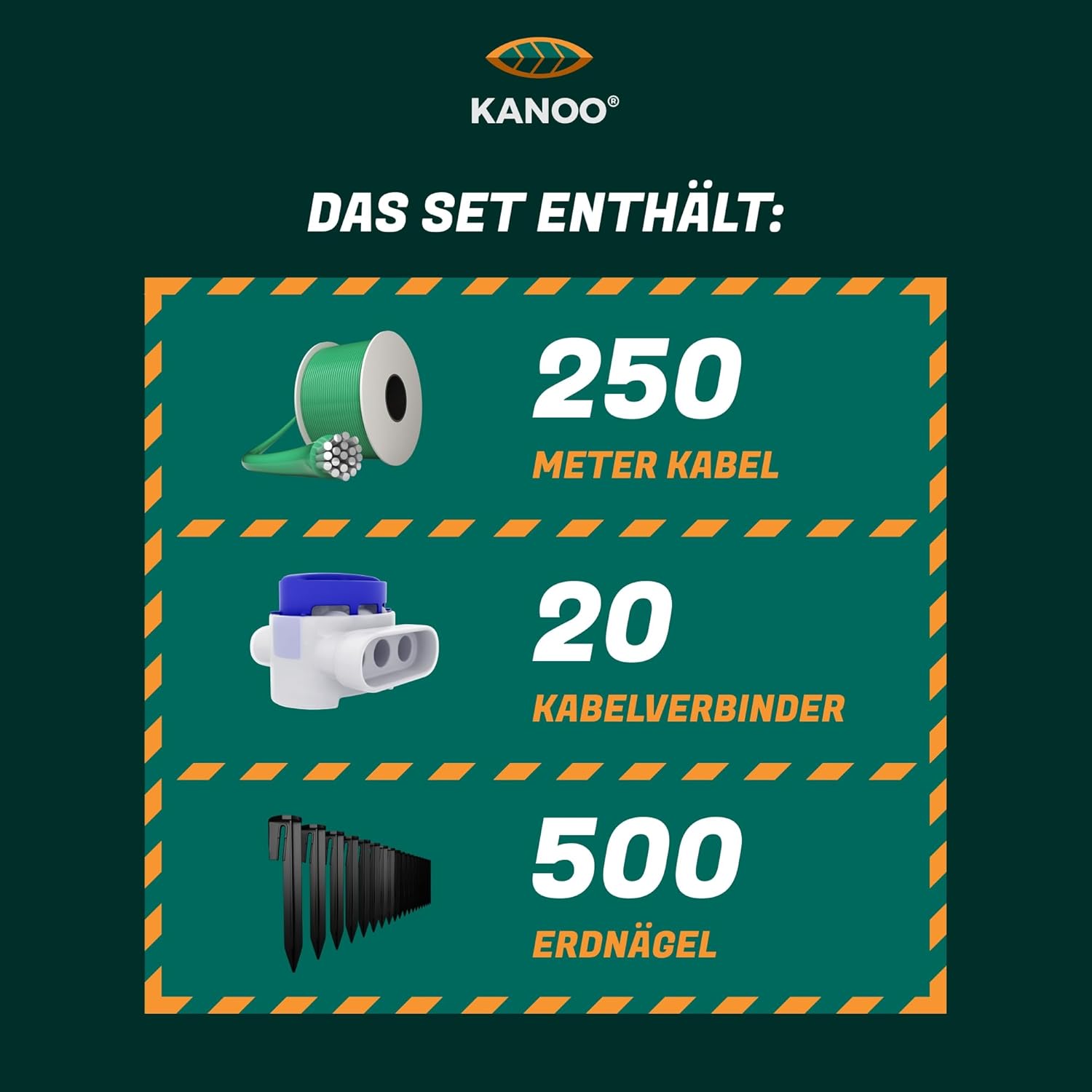 Detalle 2 de Mähroboter Begrenzungskabel Set – Komplettset für alle Marken (250 m Draht, 500 Erdhaken, 20 Kabelverbinder)