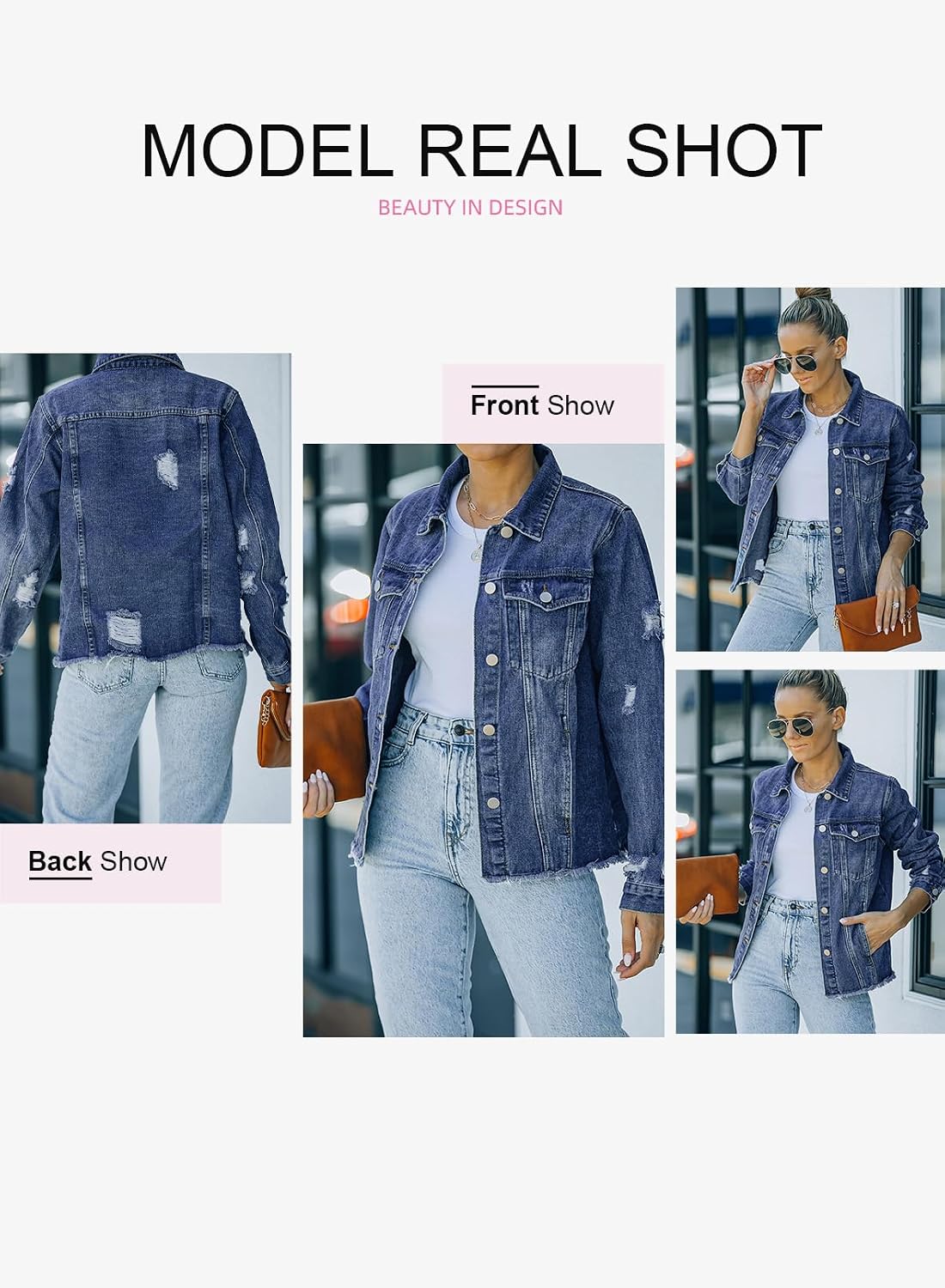 Thumbnail 2 de EVALESS Denim Cropped Boyfriend Jacket