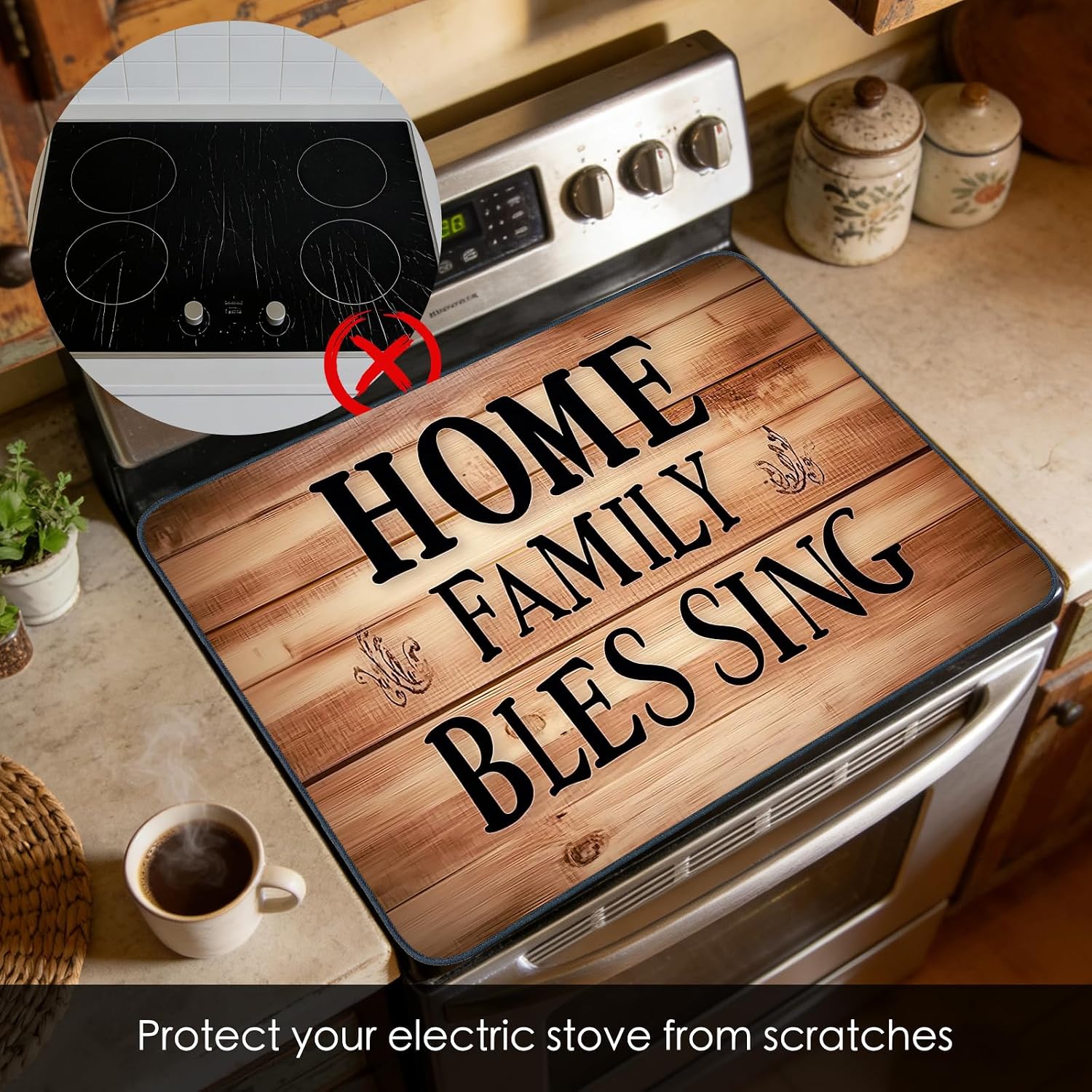 Detalle de Nuxovilar Family Blessing Stove Cover, 20.47 x 28.34 in Polyester-Diatom Mud Blend