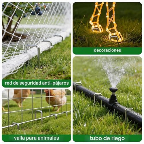 Thumbnail 6 de Amagabeli Garden & Home: Grapas de Sujeción galvanizadas 150 mm Ø 3 mm en forma de U