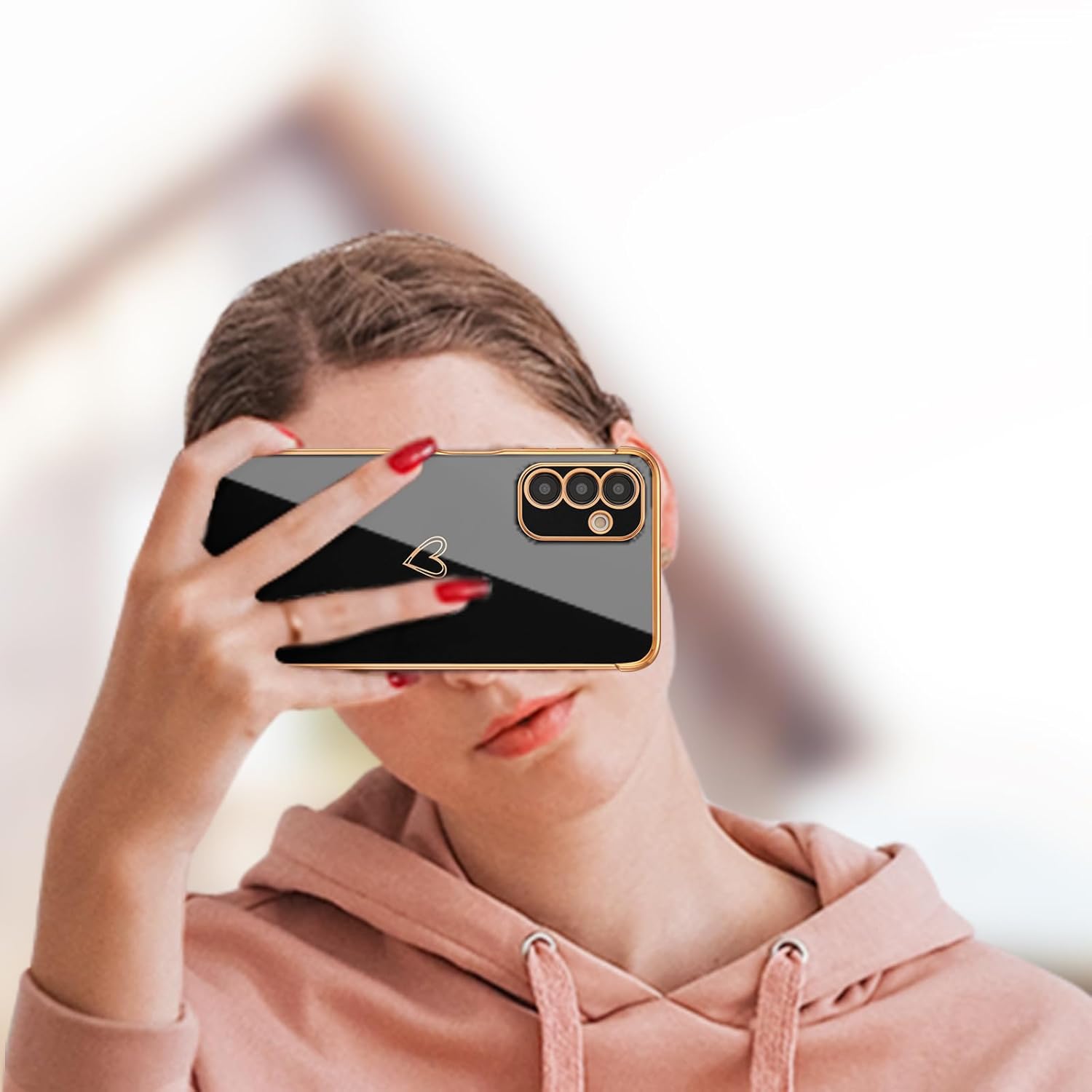 Thumbnail 4 de ZTOFERA Compatible case for Samsung Galaxy A25 5G (6.5-inch) – soft silicone love-heart bumper cover (black)