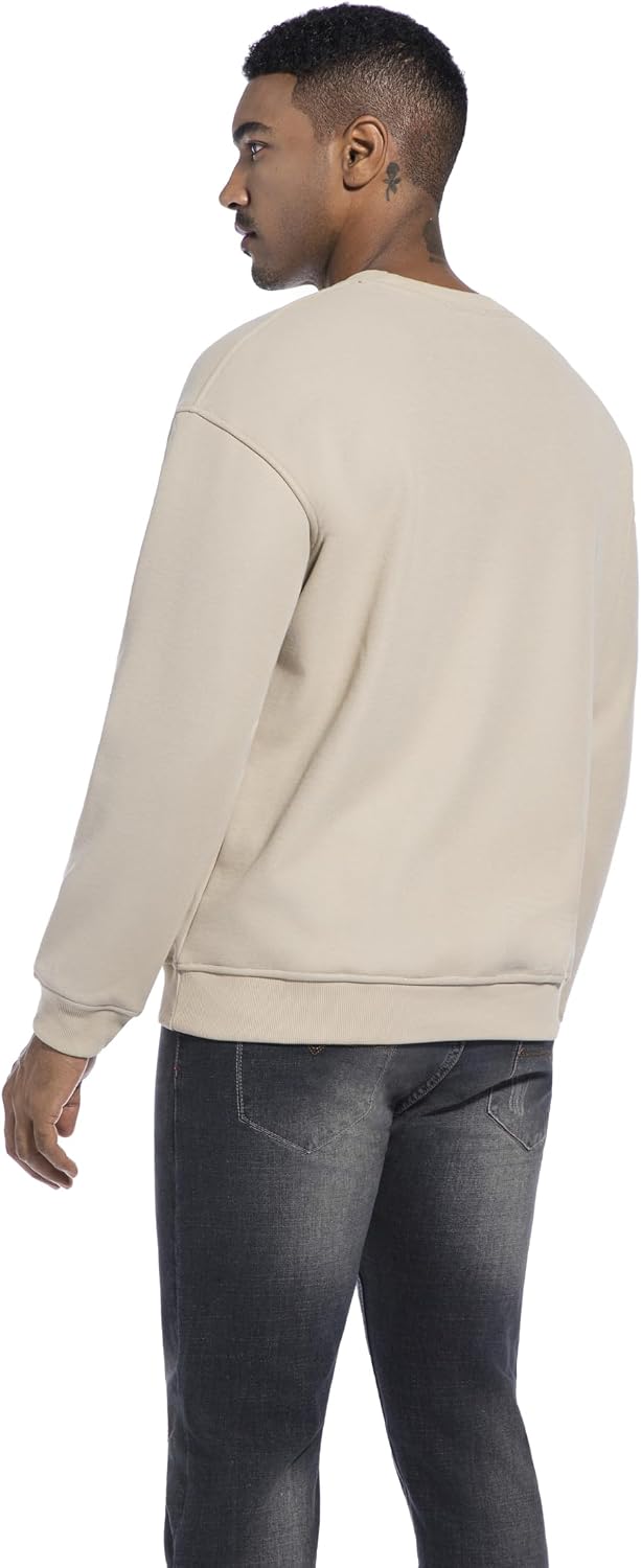 Detalle de VEIISAR Herren Heavy Weight Pullover mit Rundhalsausschnitt (410 g) – warmes Fleece mit Auerflor-Innenfutter