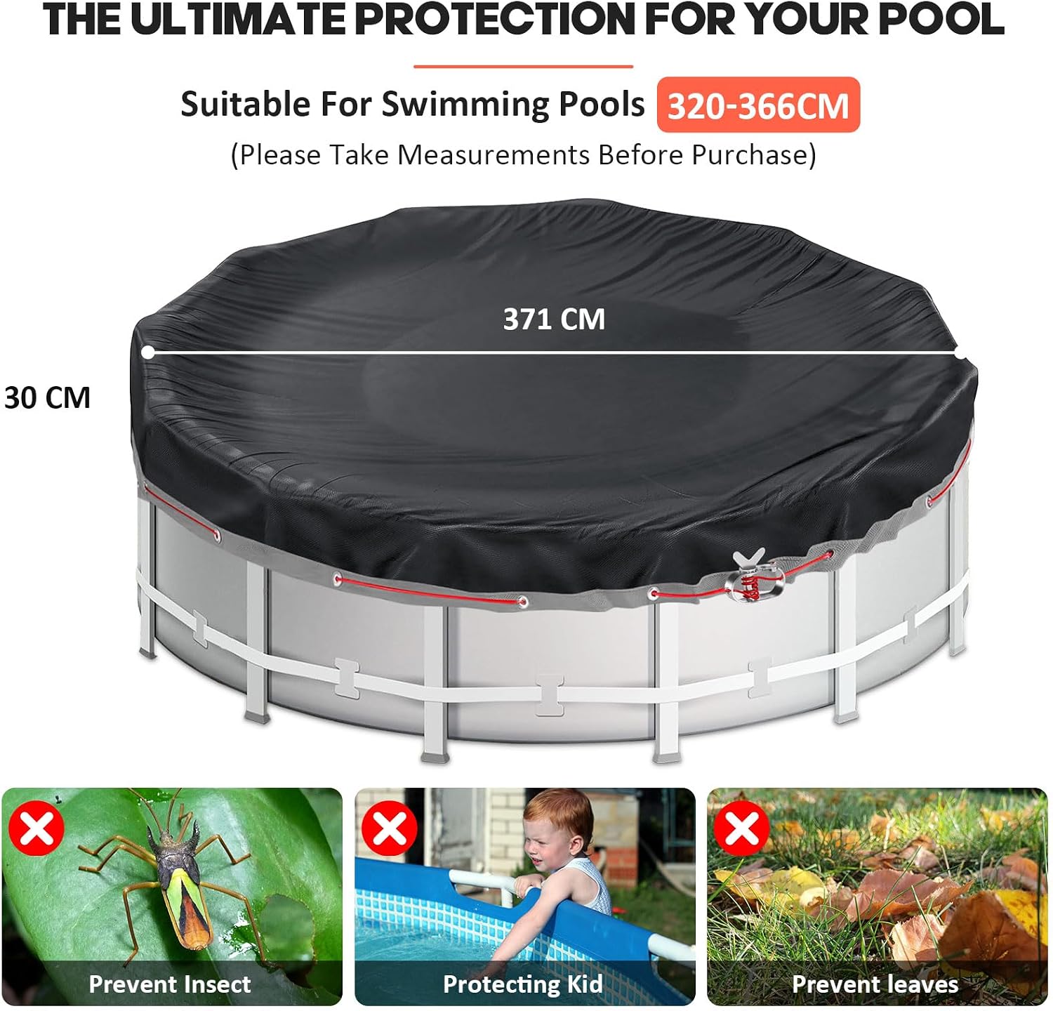 Thumbnail 1 de Aipwerer Poolabdeckung Rund 366 cm | 420D Oxford, Ø371 cm – Schutzabdeckung für INTEX & BESTWAY Pools