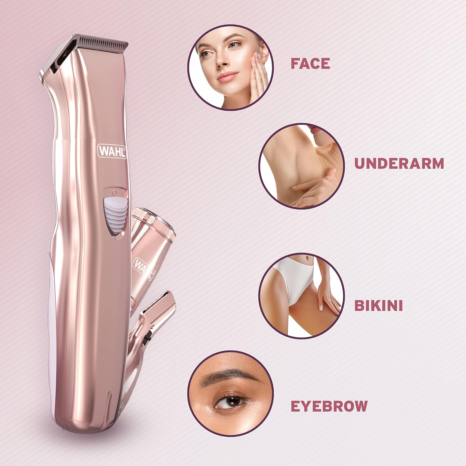 Detalle 1 de WAHL Ladies Face and Body Hair Remover — 3 en 1, sans fil et doux pour le visage et le corps