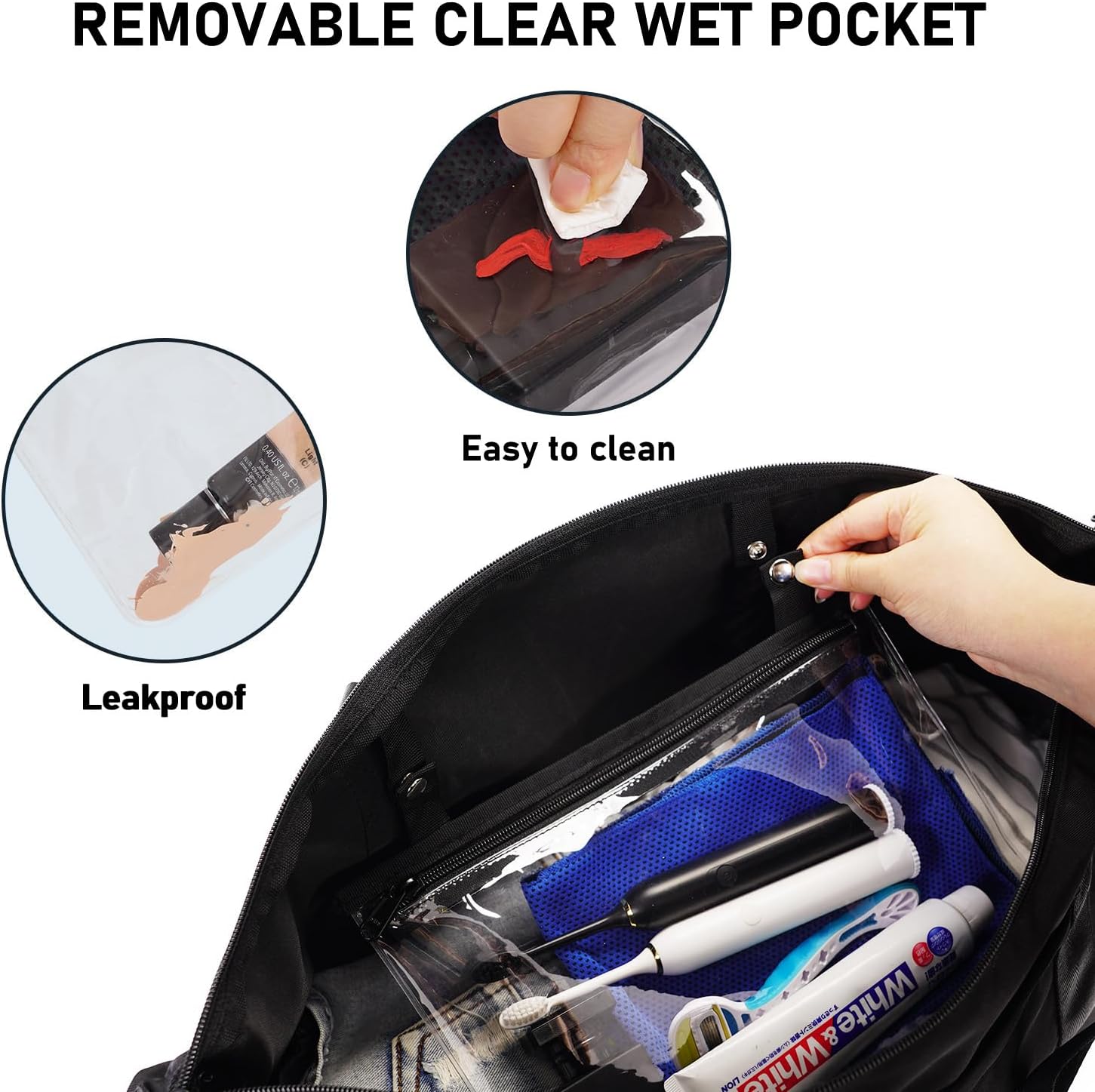 Thumbnail 3 de ECOHUB Easyjet 30L Cabin Bag (45x36x20cm) with Removable Wet Pocket & Underseat Travel Holdall - Black