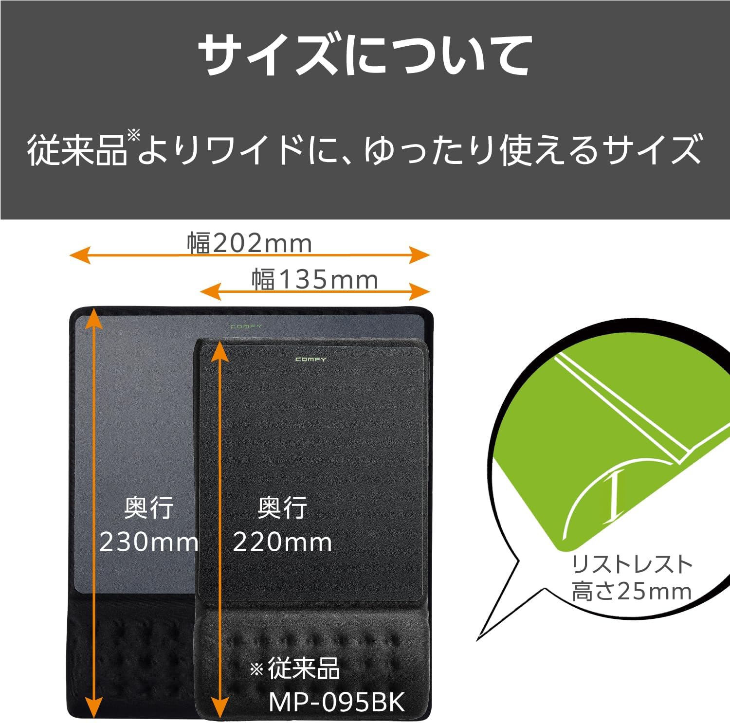 Thumbnail 6 de エレコム MP-ACF002WBK COMFY リストレスト一体型ワイドマウスパッド 低反発手首サポート・ブラック