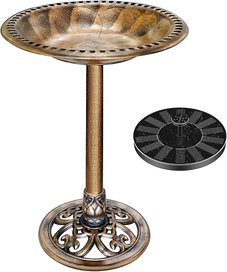 Detalle de VIVOHOME Plastic Resin Bird Bath with Solar Fountain: Lightweight Polyresin Garden Feature