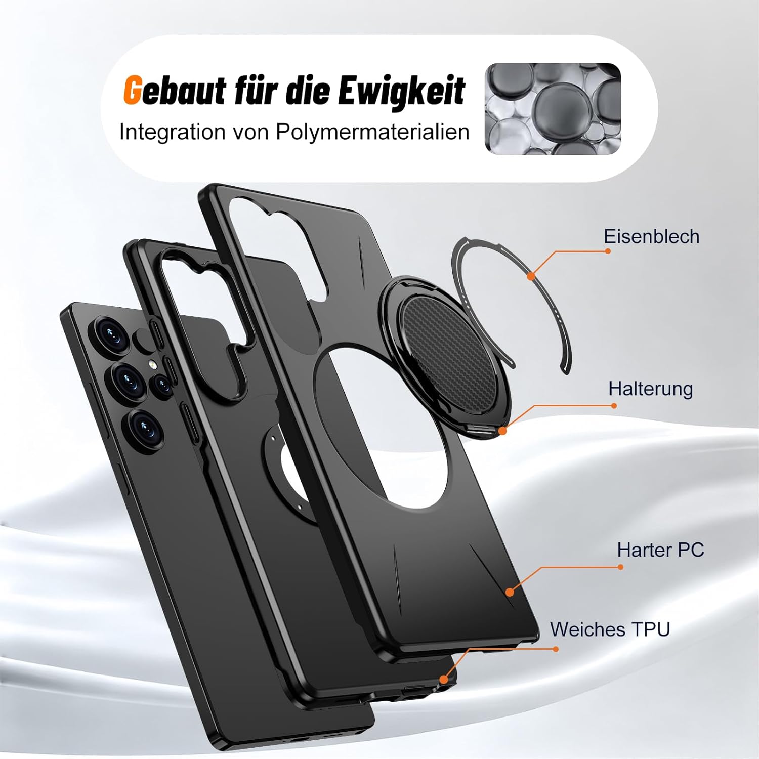 Thumbnail 6 de Vanki Hülle für Samsung Galaxy S25 Ultra – Magnetisch kompatibel, 360° Ständer und Doppel-Schutz