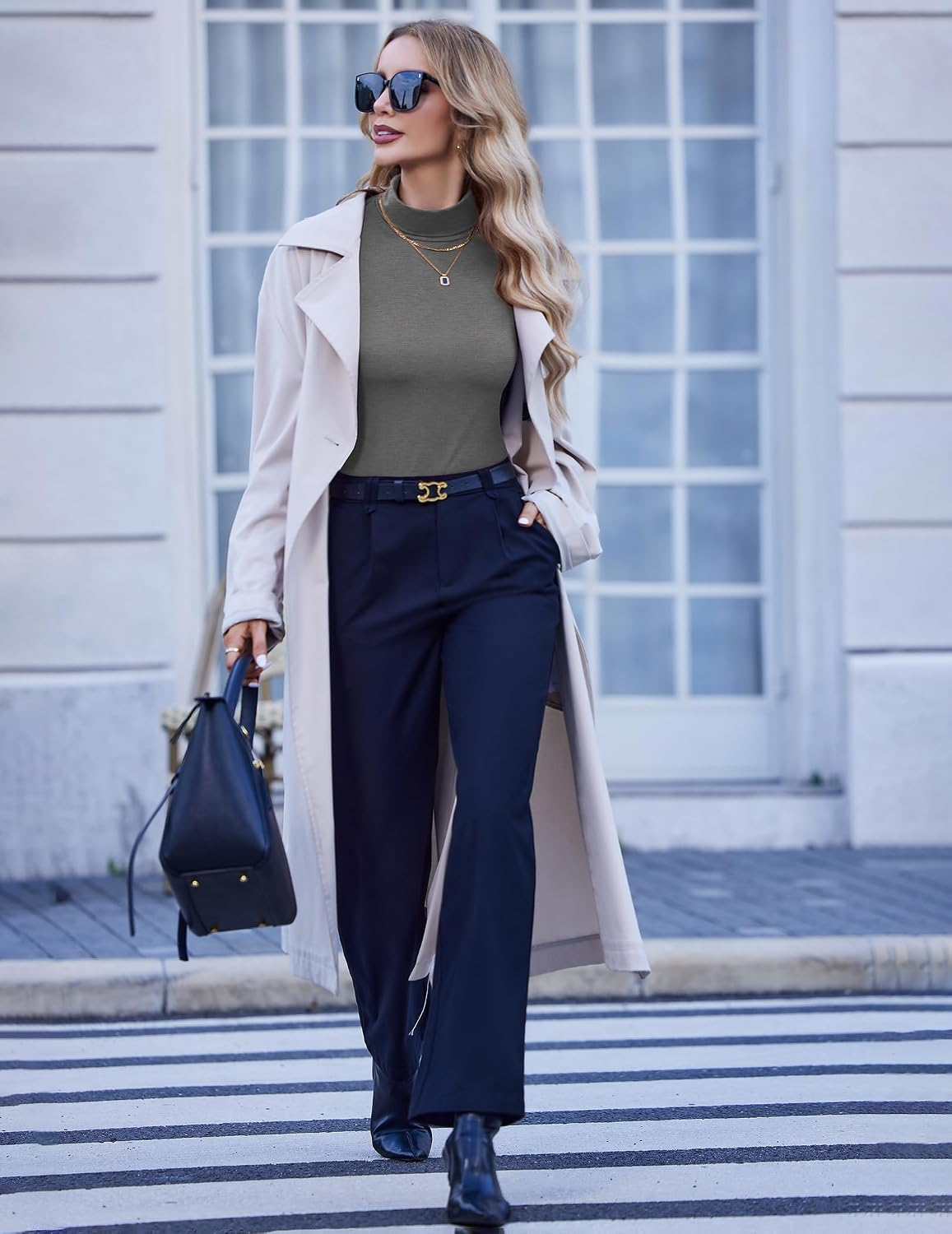 Detalle de ZEAGOO sous-pull col roulé femme à manches longues – basique élégant et chaud, XS–XXL