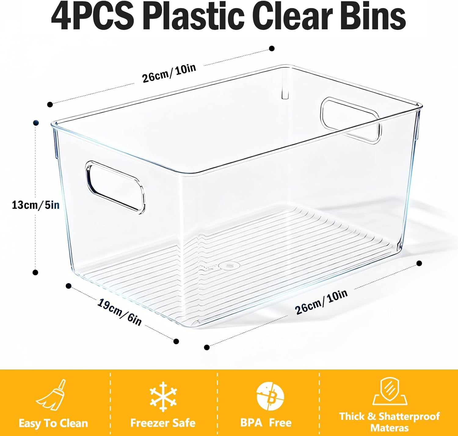 Detalle de SWTOIPIG set de 4 organizadores para frigorífico transparentes (26 x 15 x 13 cm)