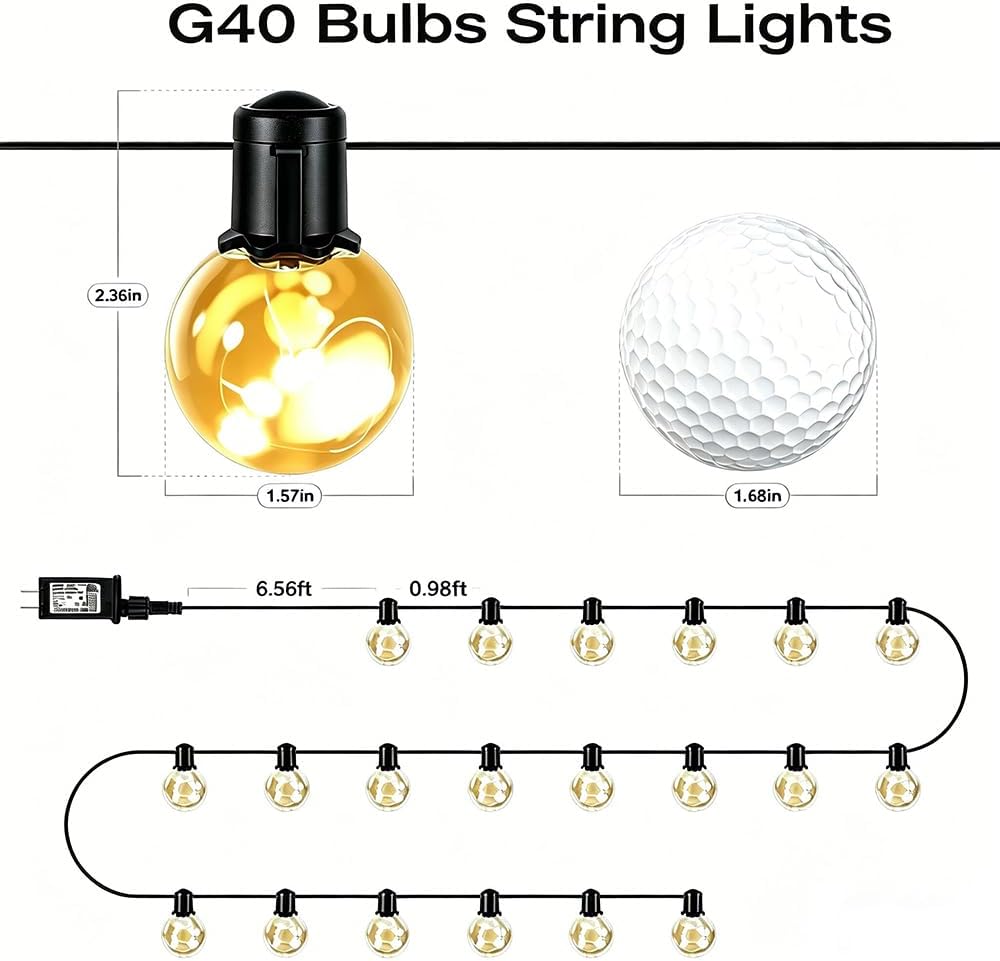 Detalle 2 de KepStars AC-20B-25F-DAUL Outdoor String Lights, 25 ft, 20 LED Bulbs