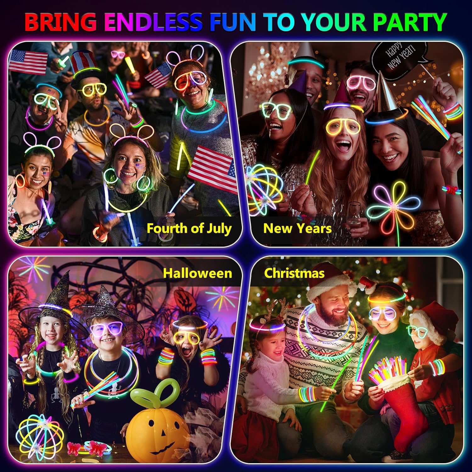 Thumbnail 6 de BUDI 467Pcs Glow Sticks Party Kit: 200 Glow Sticks (8 colors, 8 inch) + 267 Connectors for Necklaces, Bracelets, Glasses
