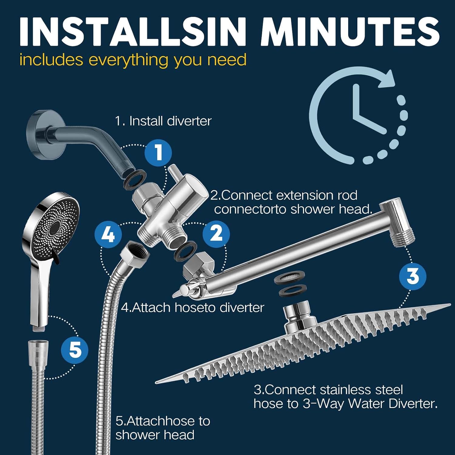 Thumbnail 6 de 8" Rain Shower Head with Handheld Combo