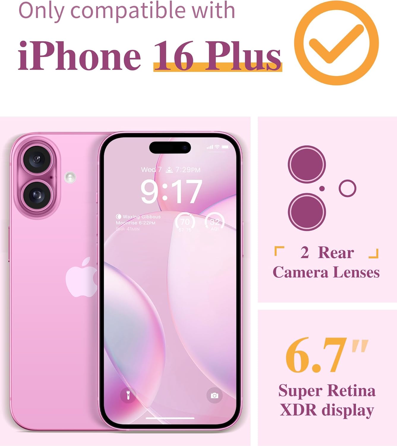 Thumbnail 1 de GVIEWIN Floral Clear Case with Screen and Lens Protectors for iPhone 16 Plus (6.7", 2024) – Floratopia