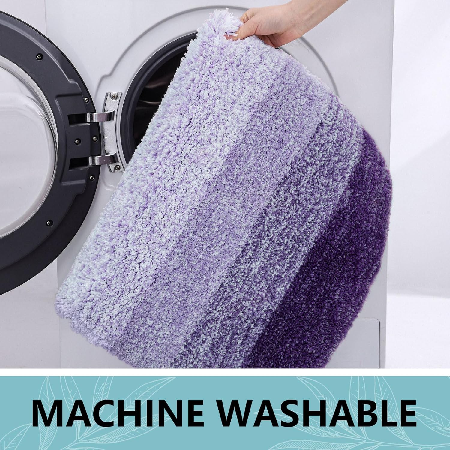 Thumbnail 6 de Arotive Microfiber Bathroom Rug, 34x21 Dark Purple – Shaggy, Ultra-Absorbent, Non-Slip Bath Mat