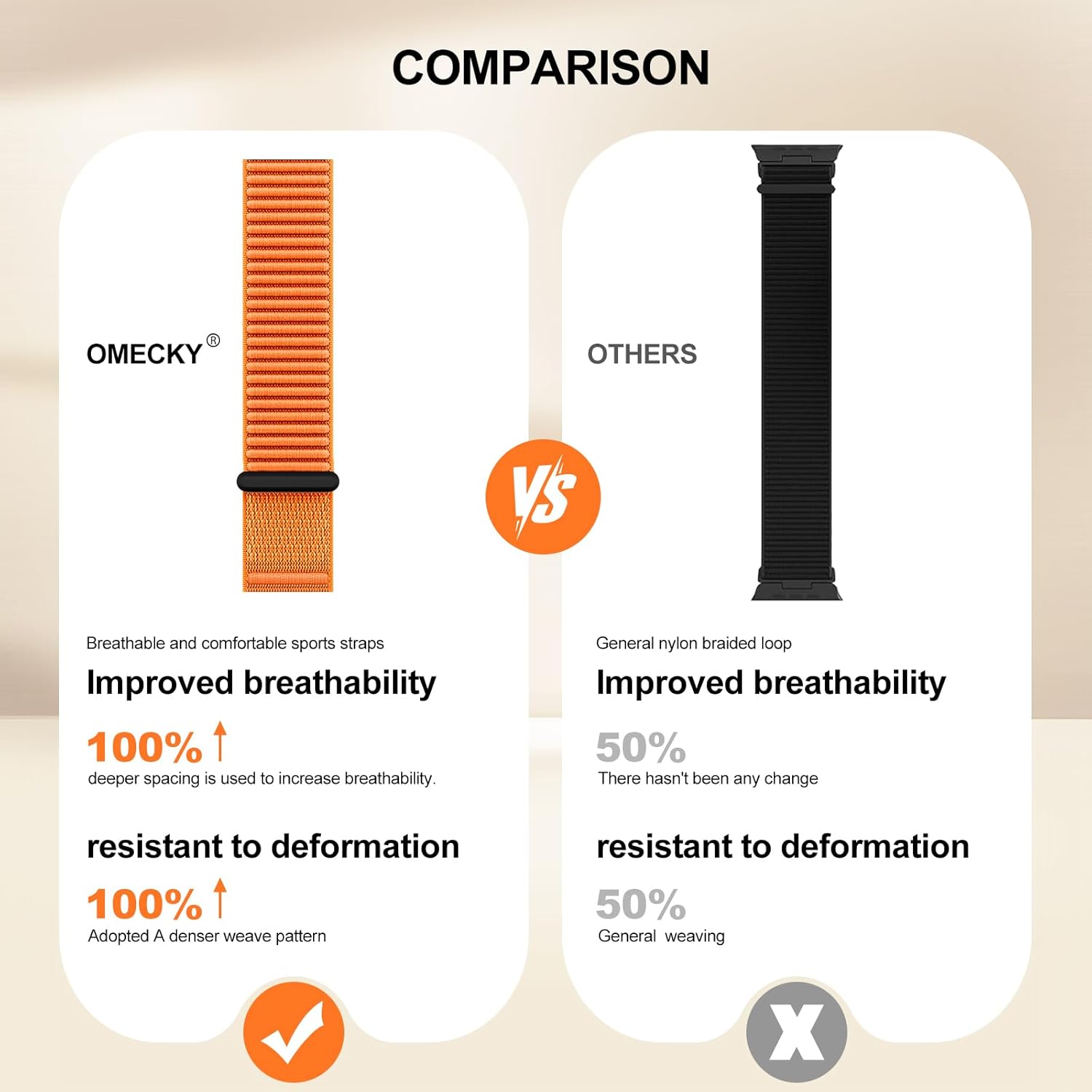 Thumbnail 6 de OMECKY Sport Band for Apple Watch (46mm/44mm/49mm) Nylon Stretchy Loop — Breathable, All-Day Comfort