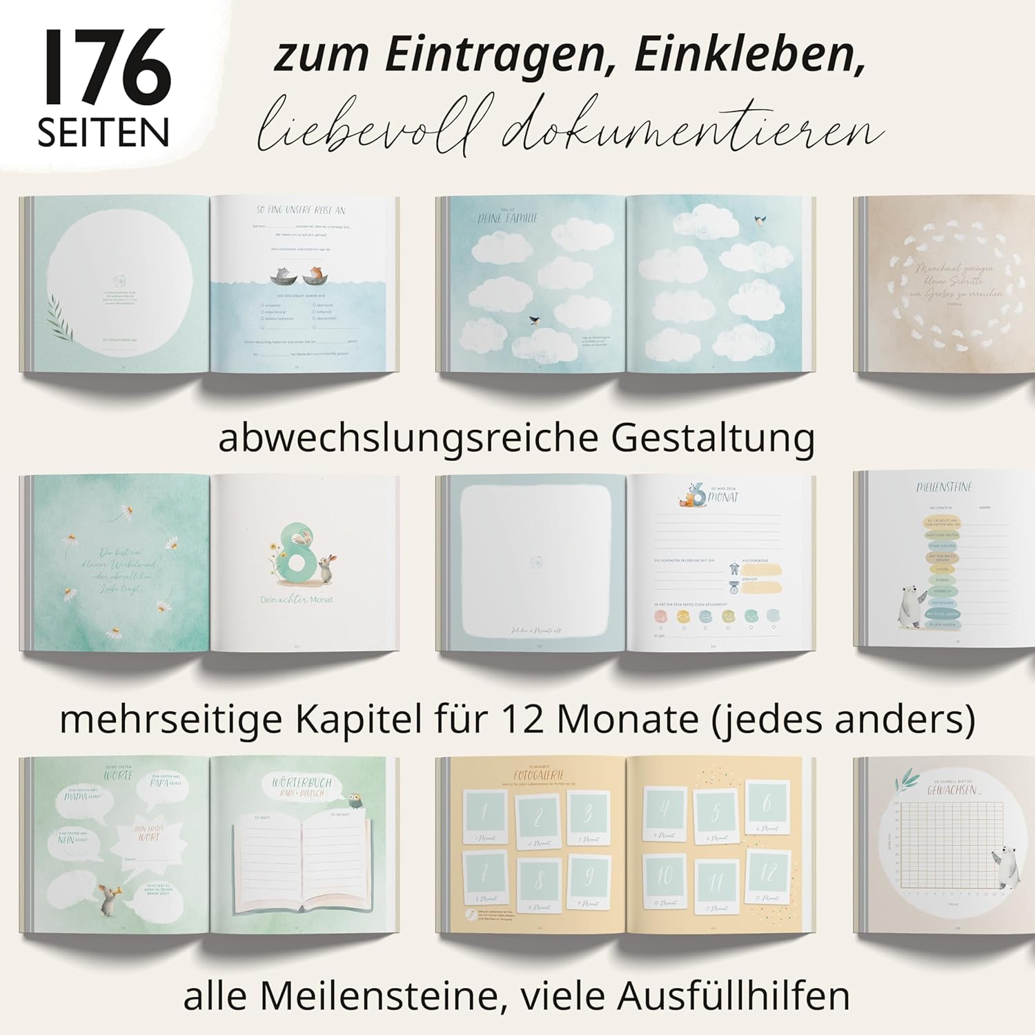 Thumbnail 6 de Mein erstes Jahr Babyalbum | PREMIUM Erinnerungsbuch mit Leineneinband