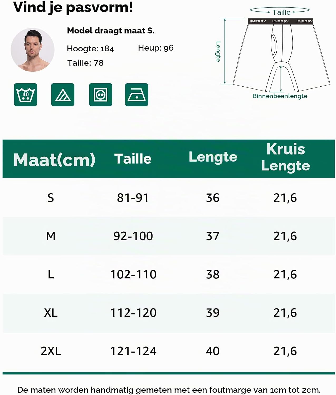 Detalle 2 de INNERSY herenboxershorts, lange katoenen retroshorts tegen schuren, 3 stuks