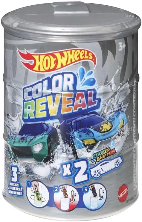 Detalle 2 de Hot Wheels Coffret Color Reveal: 2 véhicules surprises avec carrosserie qui change d’apparence dans l’eau – HGP84