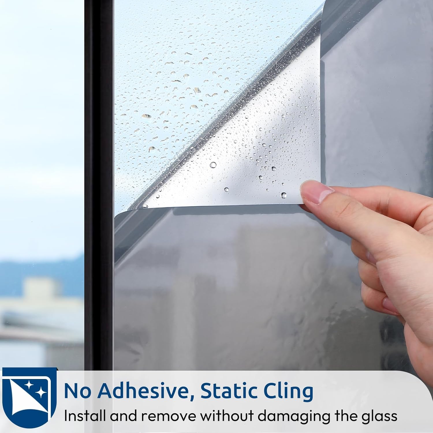 Thumbnail 6 de rabbitgoo One-Way Window Privacy Film (Silver) for Home, Removable Reflective Heat & UV Control Tint, 29.5 in x 6.5 ft